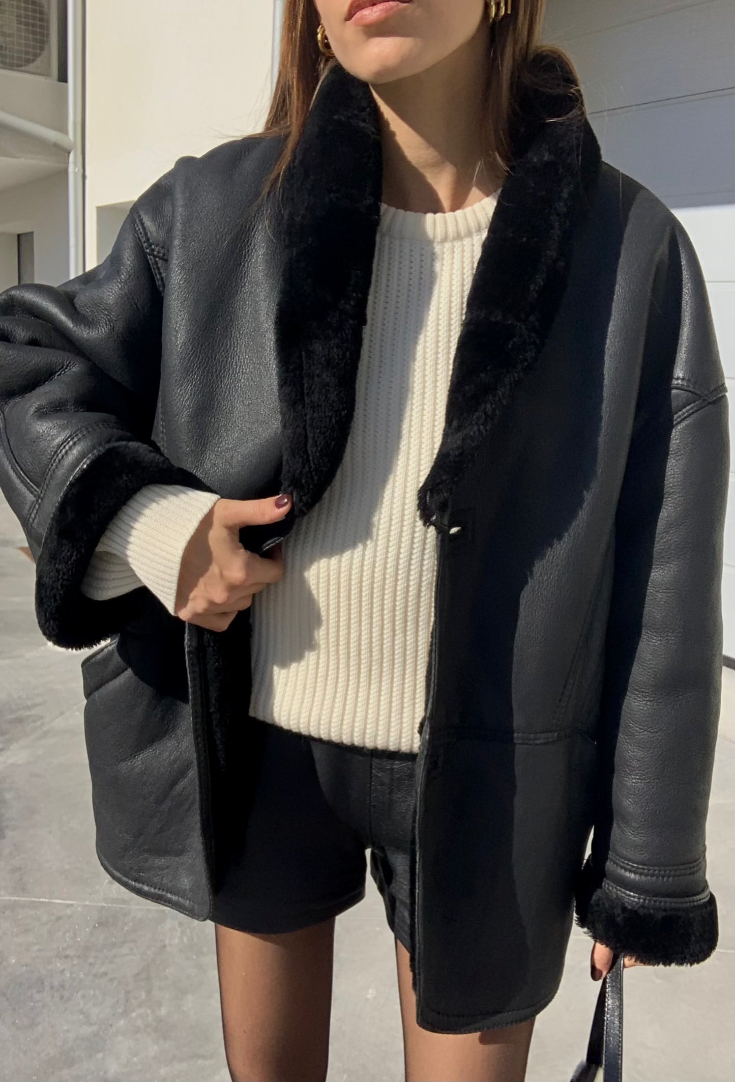 Vintage black Shearling coat