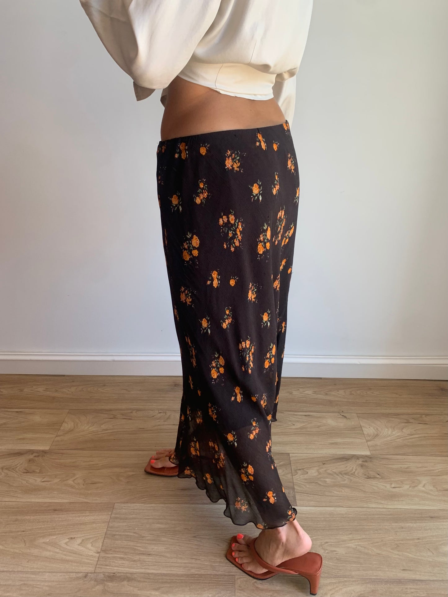 Flower midi skirt