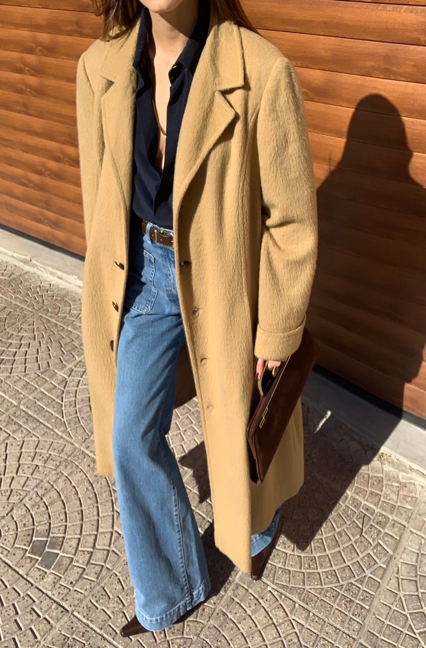 Vintage wool blend camel coat