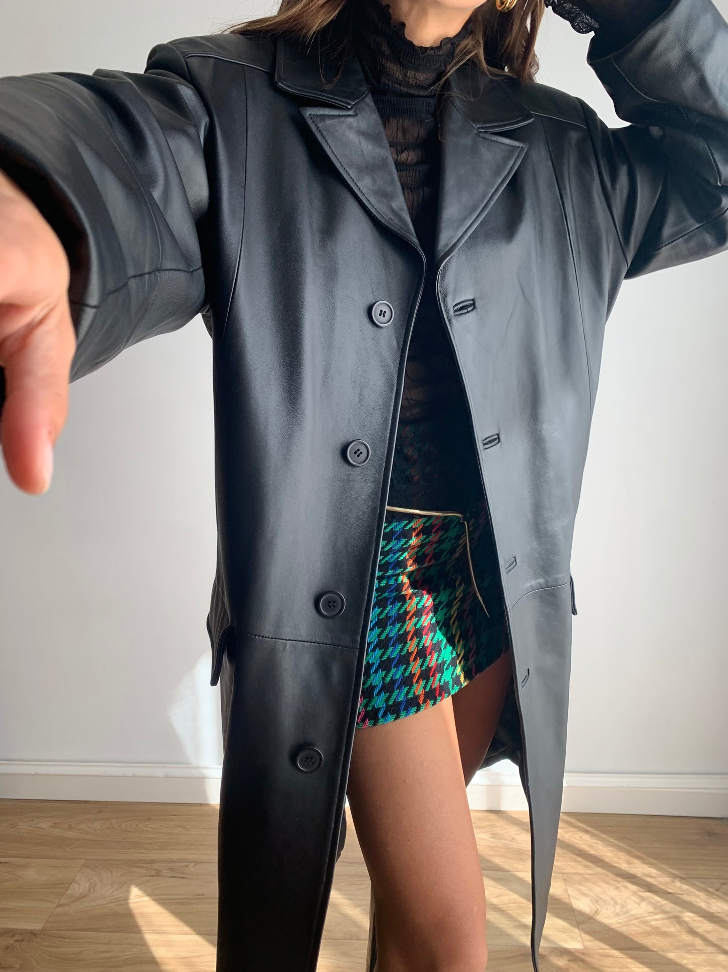 Leather trench coat