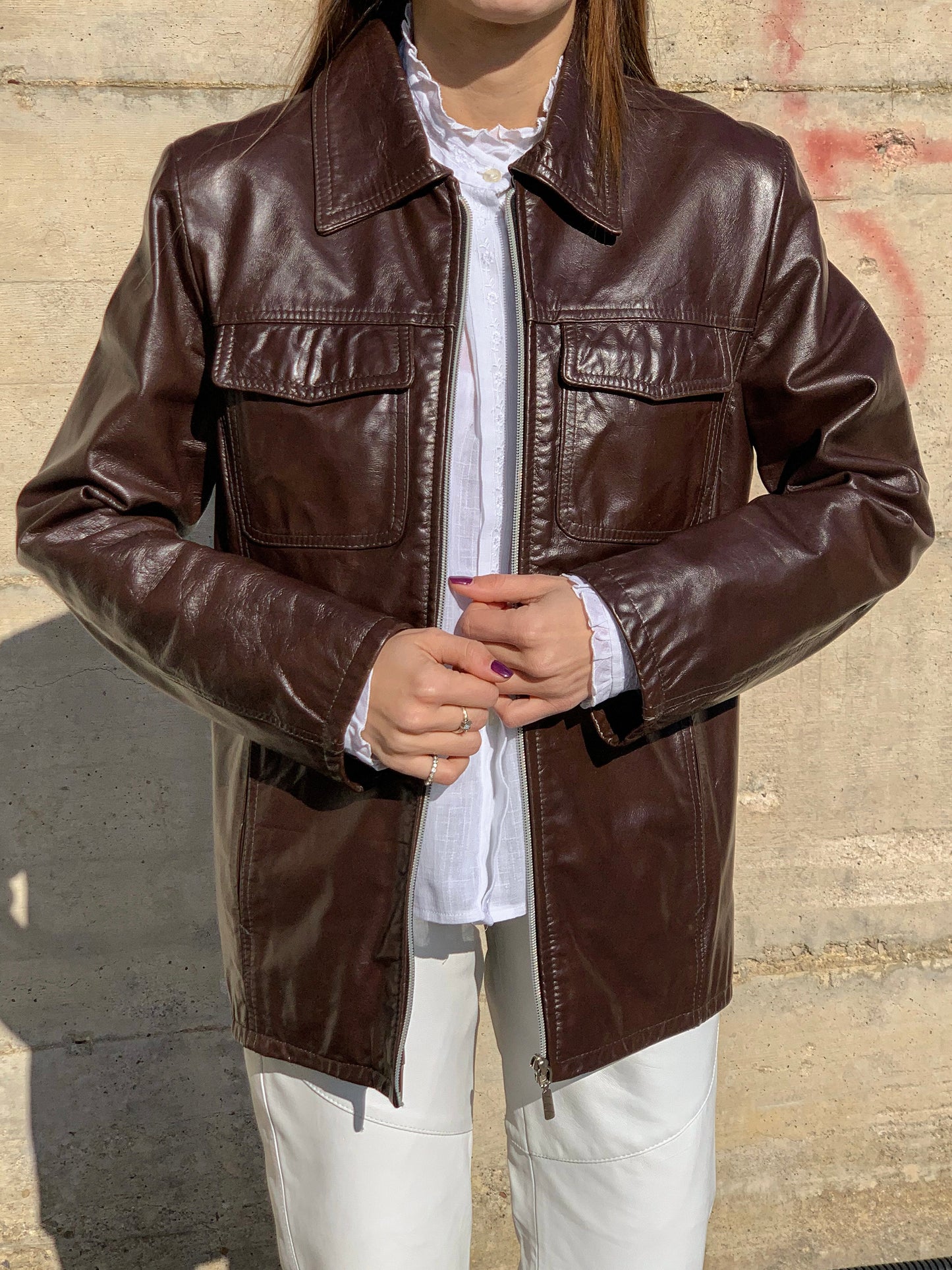 Vintage coffee leather jacket