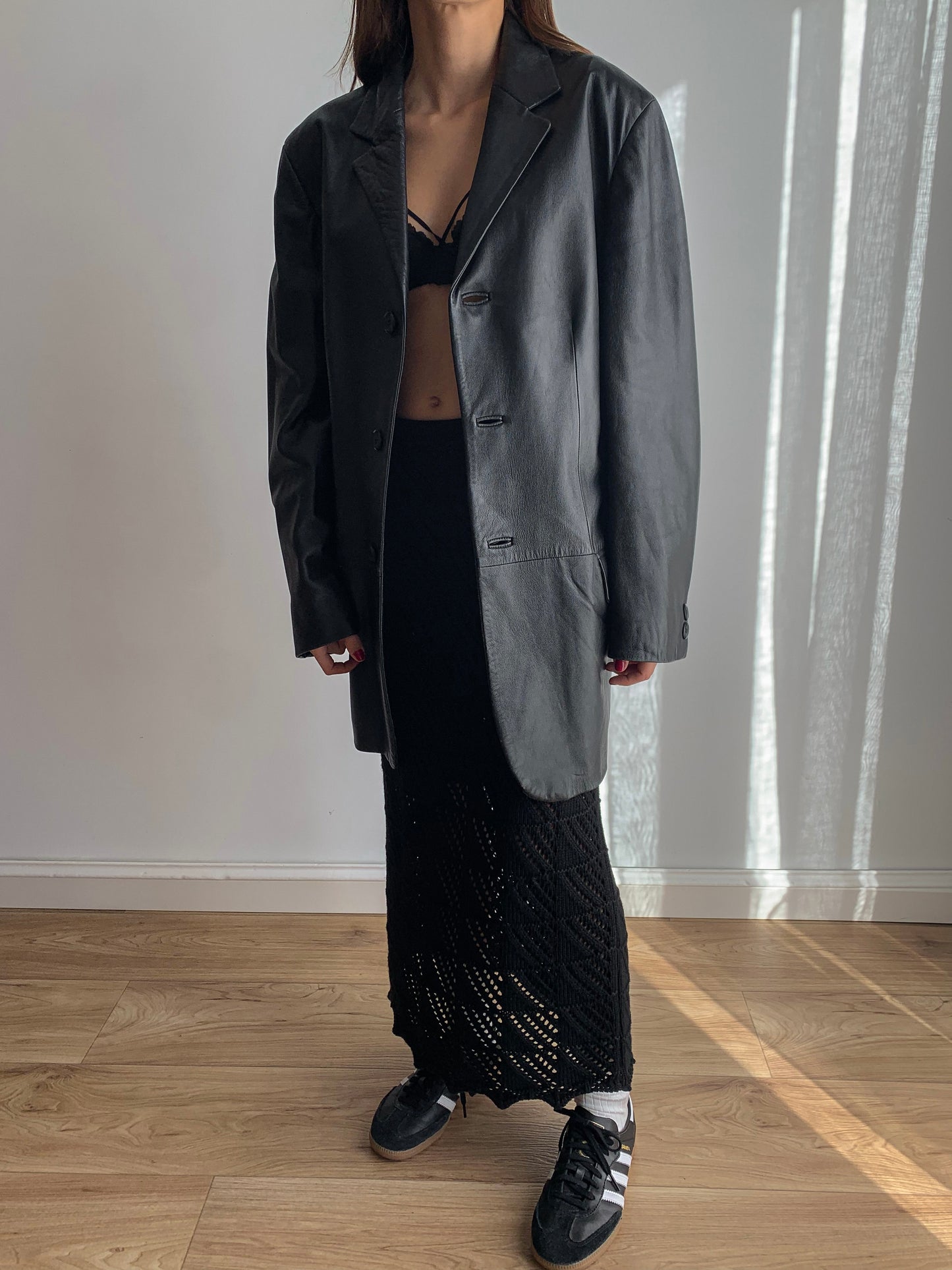 Oversized leather blazer