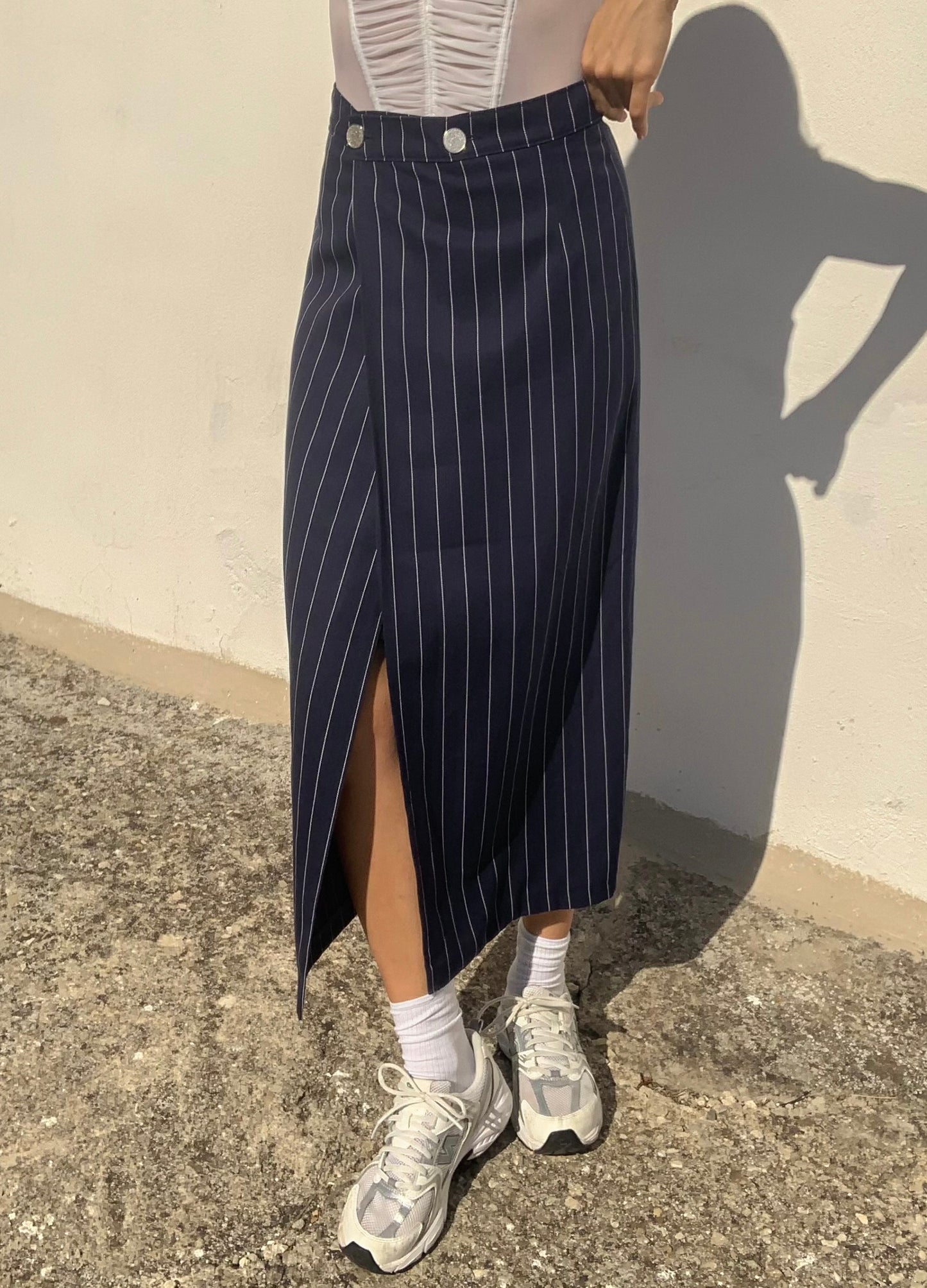 Vintage pinstripe midi skirt