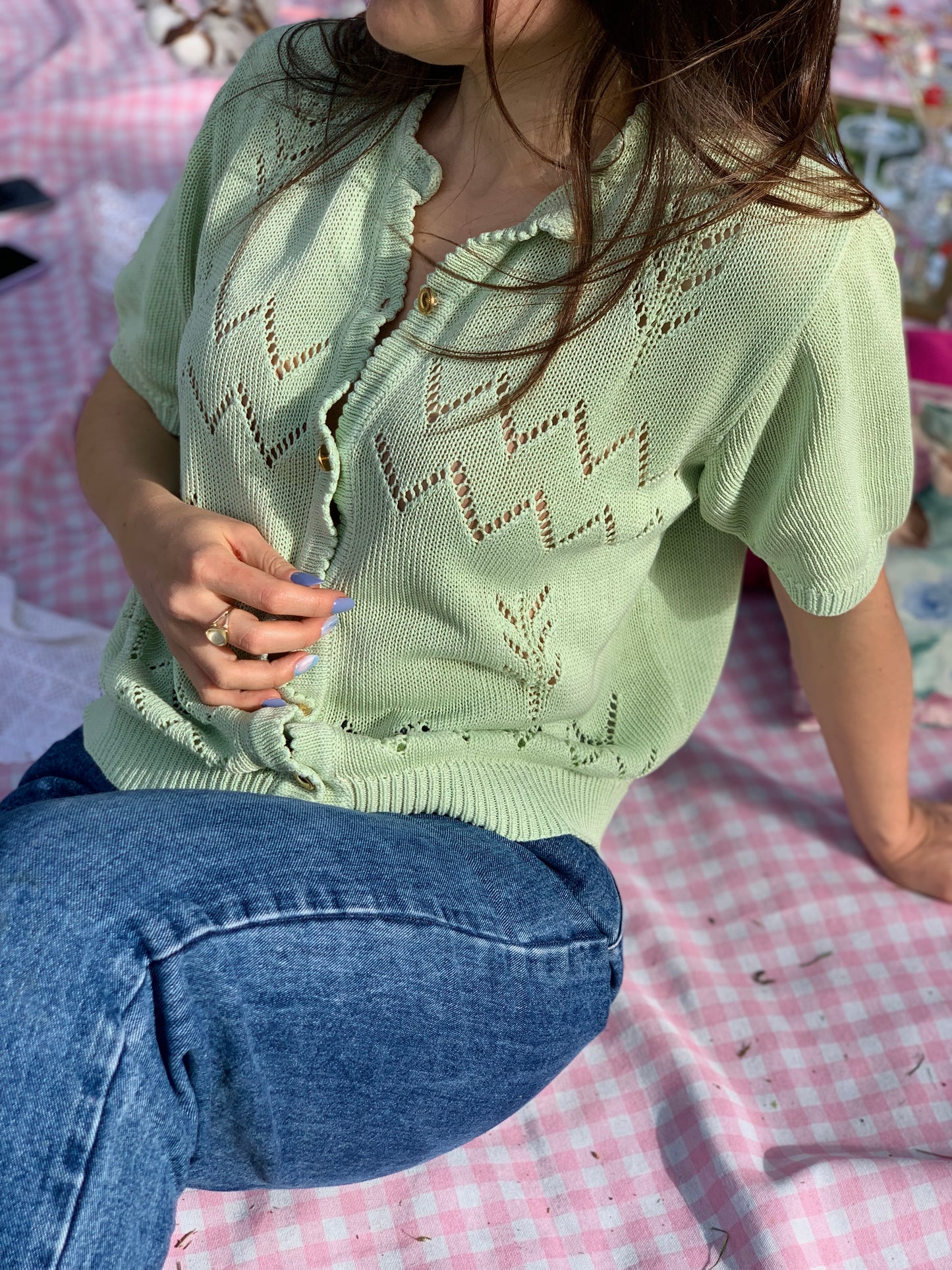 Vintage mint green lace top