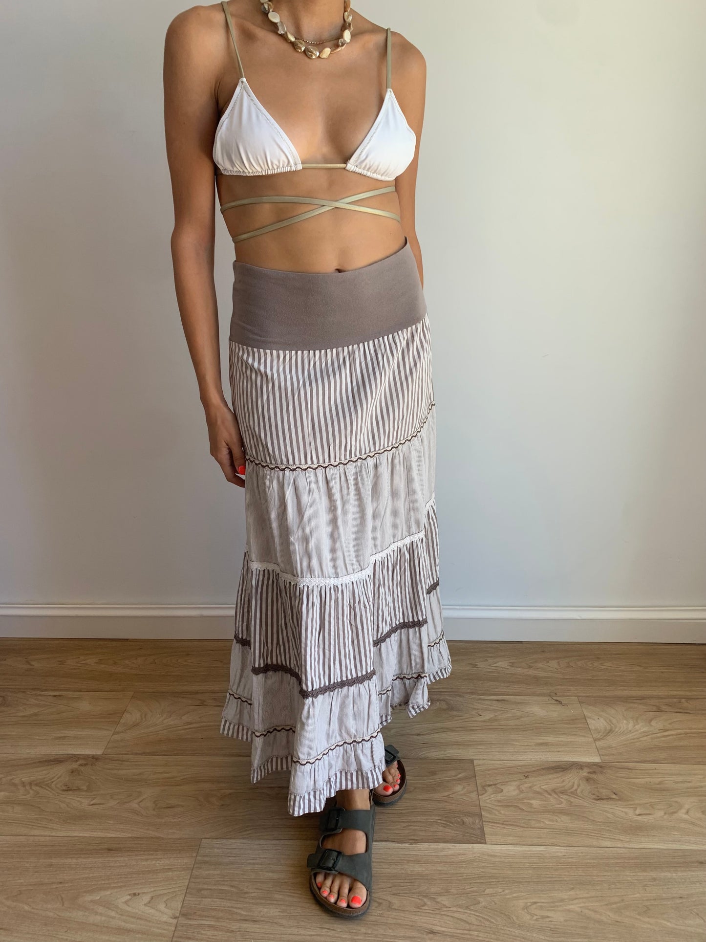 Tiered striped skirt