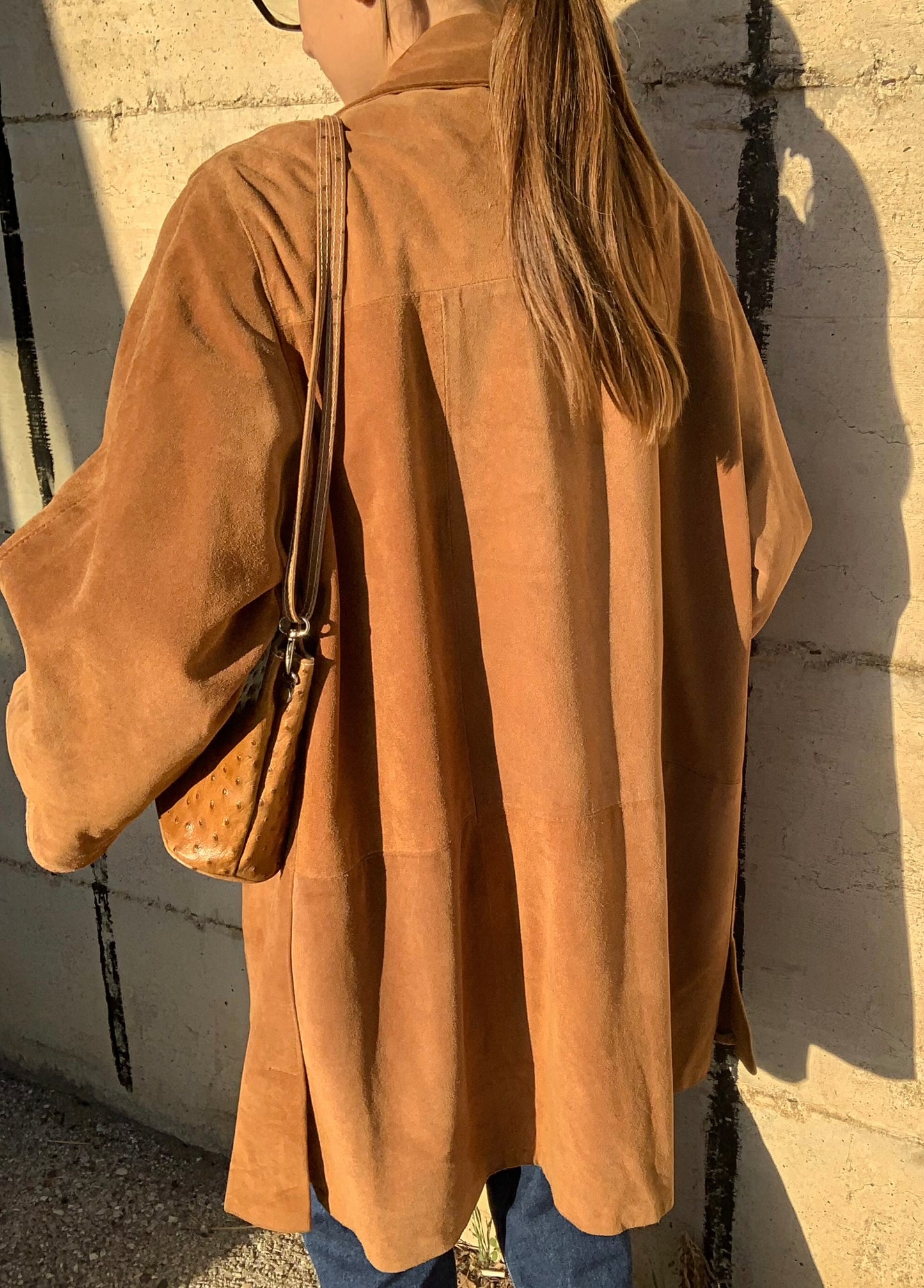 Vintage cognac suede coat
