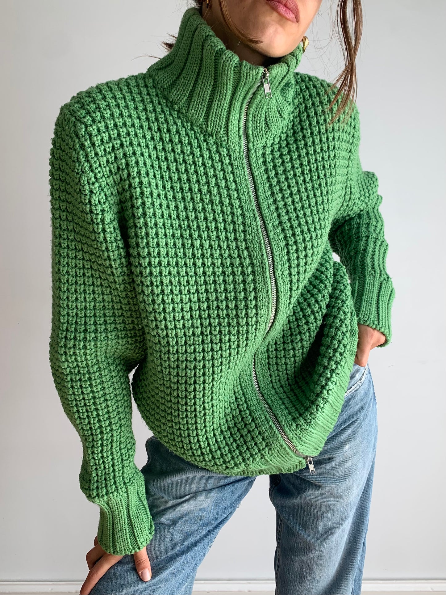 Crochet green jumper