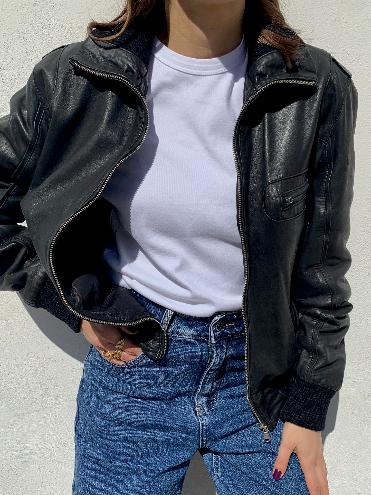 Vintage genuine leather bomber