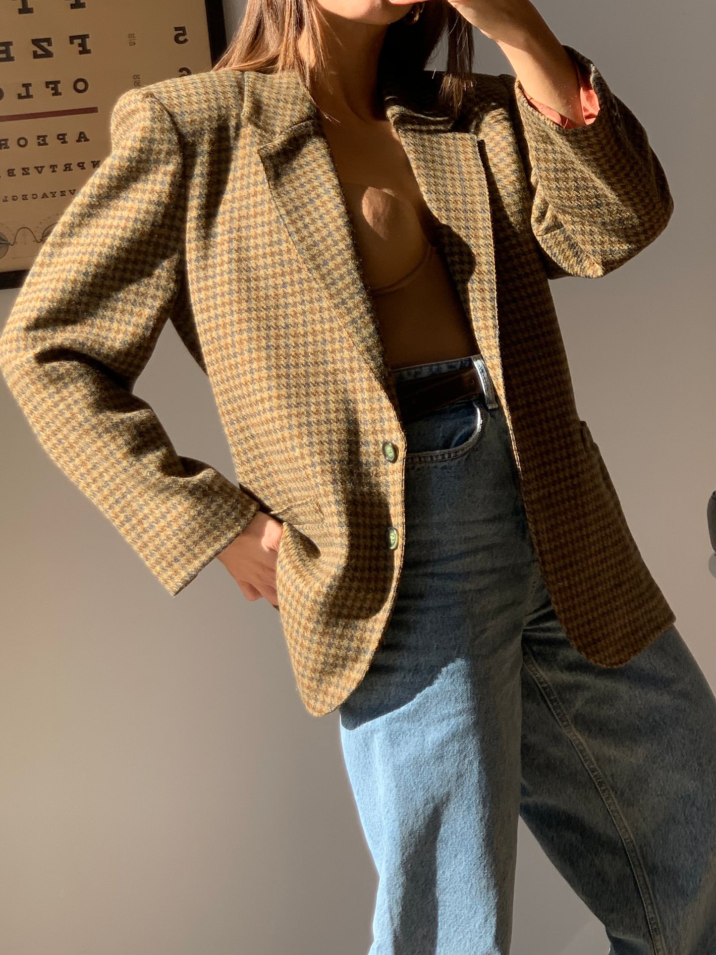 Pied de poule fitted blazer