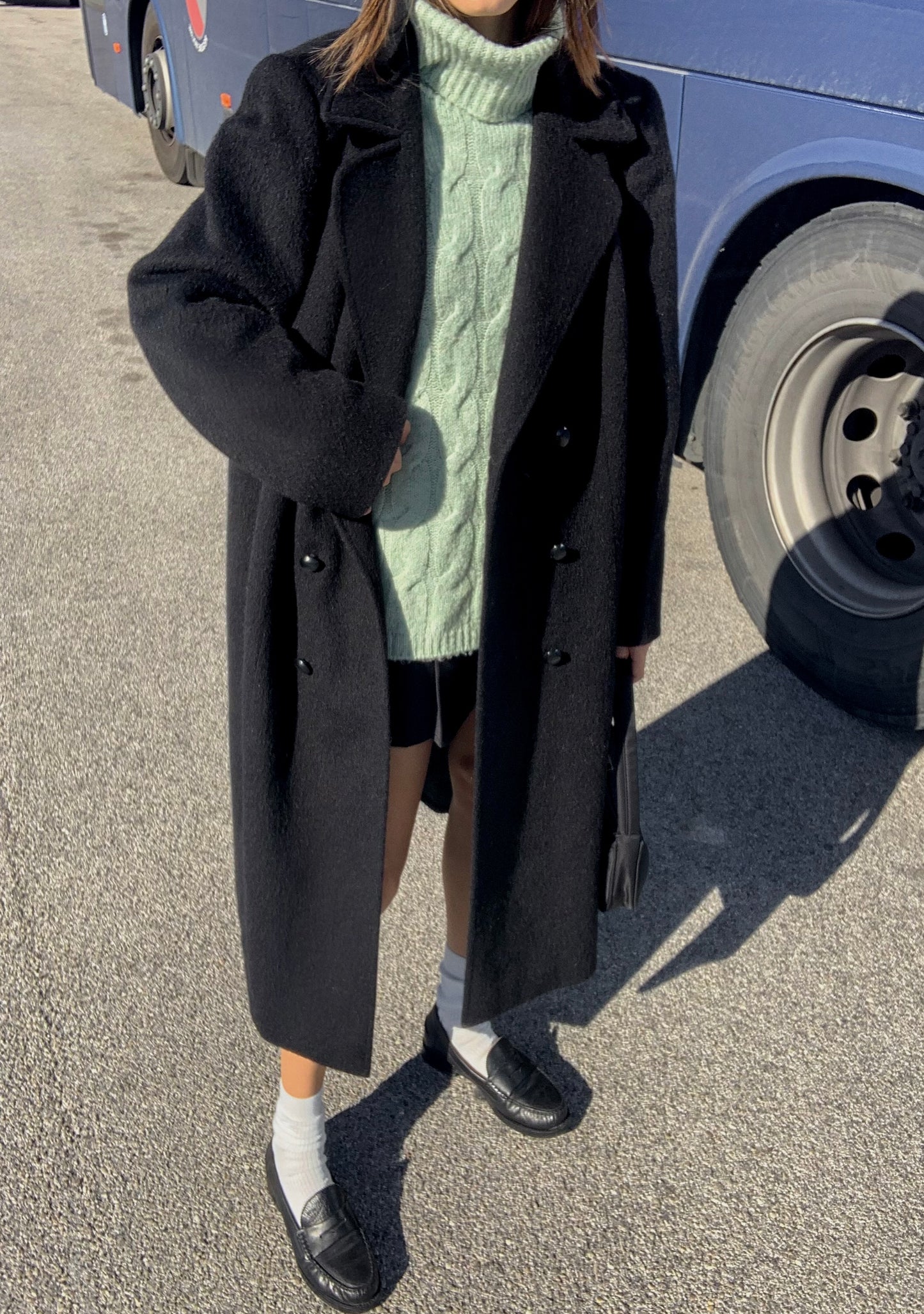 Vintage double-breasted black coat