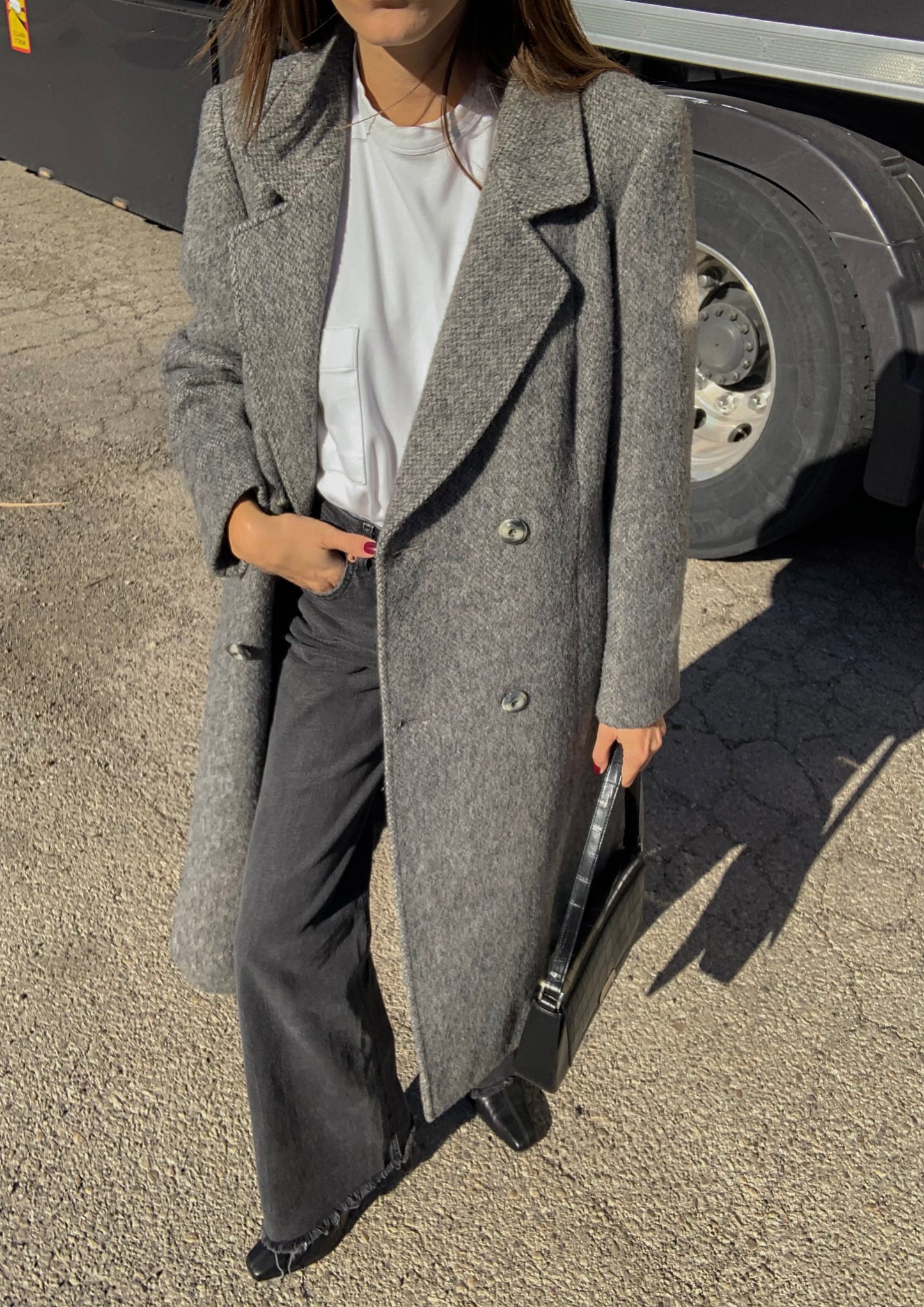 Vintage herringbone grey coat