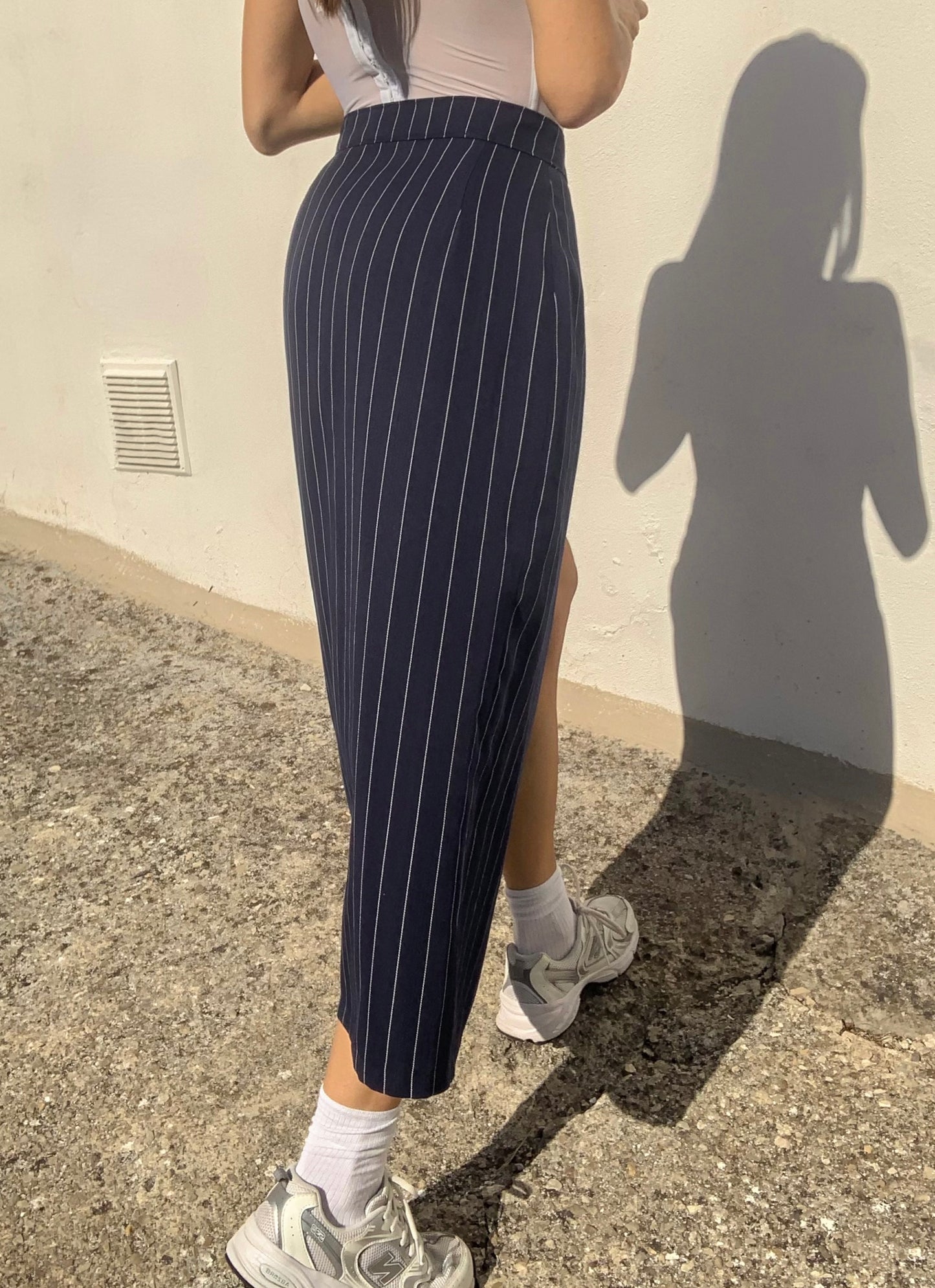 Vintage pinstripe midi skirt