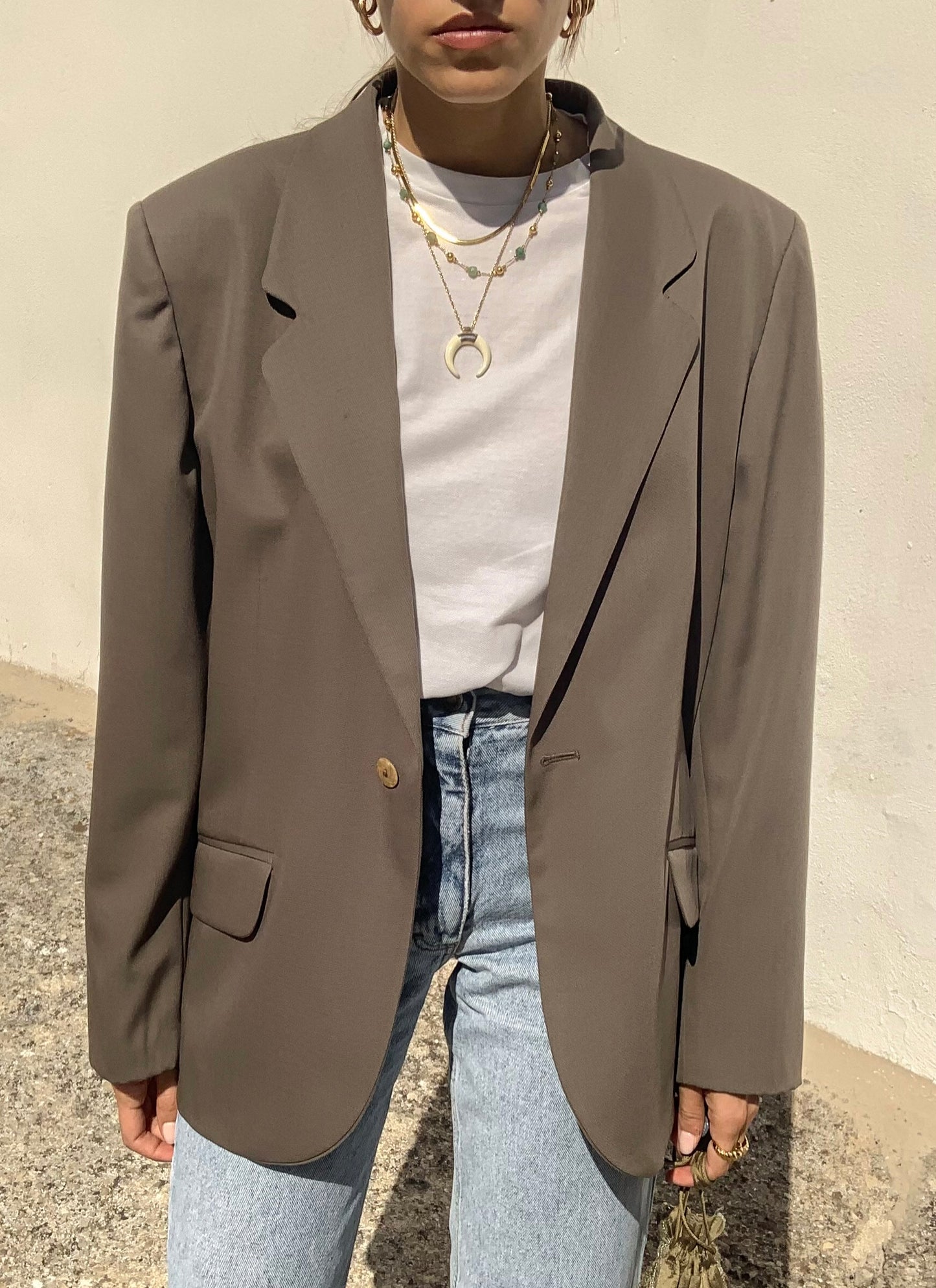 Vintage pure new wool taupe blazer
