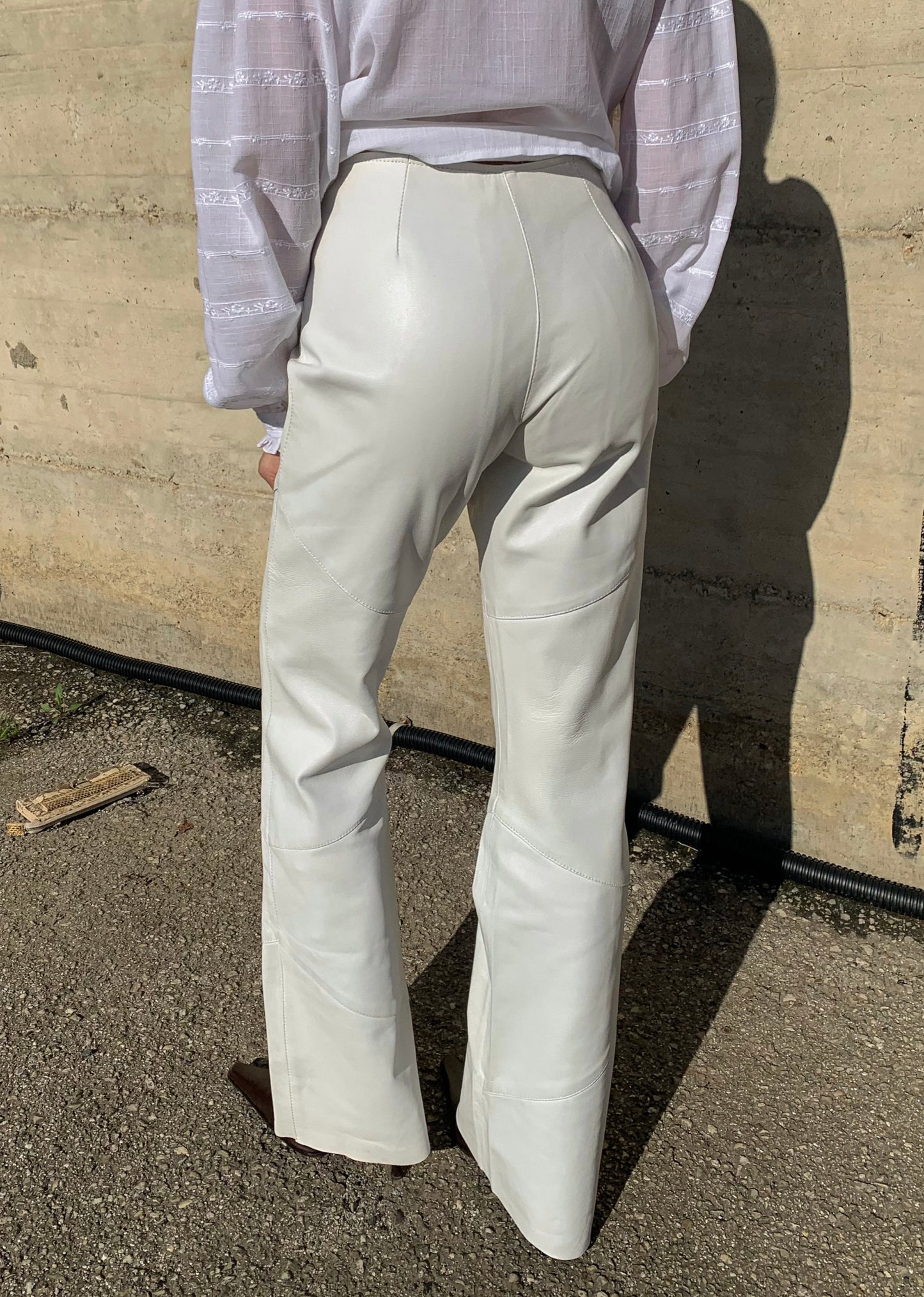 Vintage latte leather pant