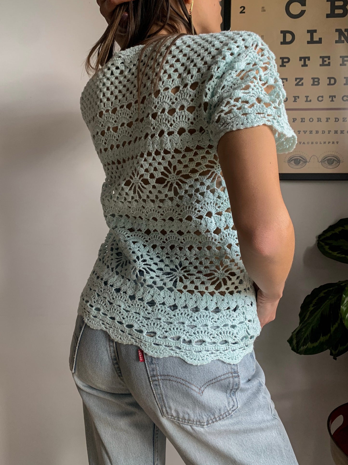 Sky blue crochet top