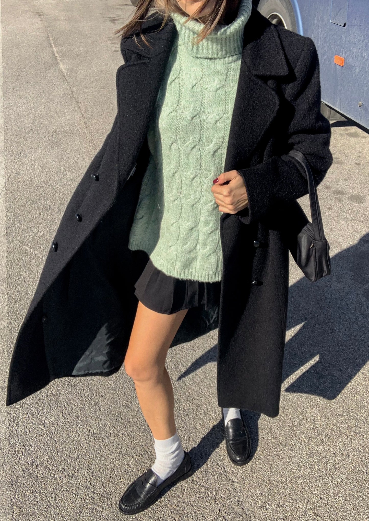 Vintage double-breasted black coat