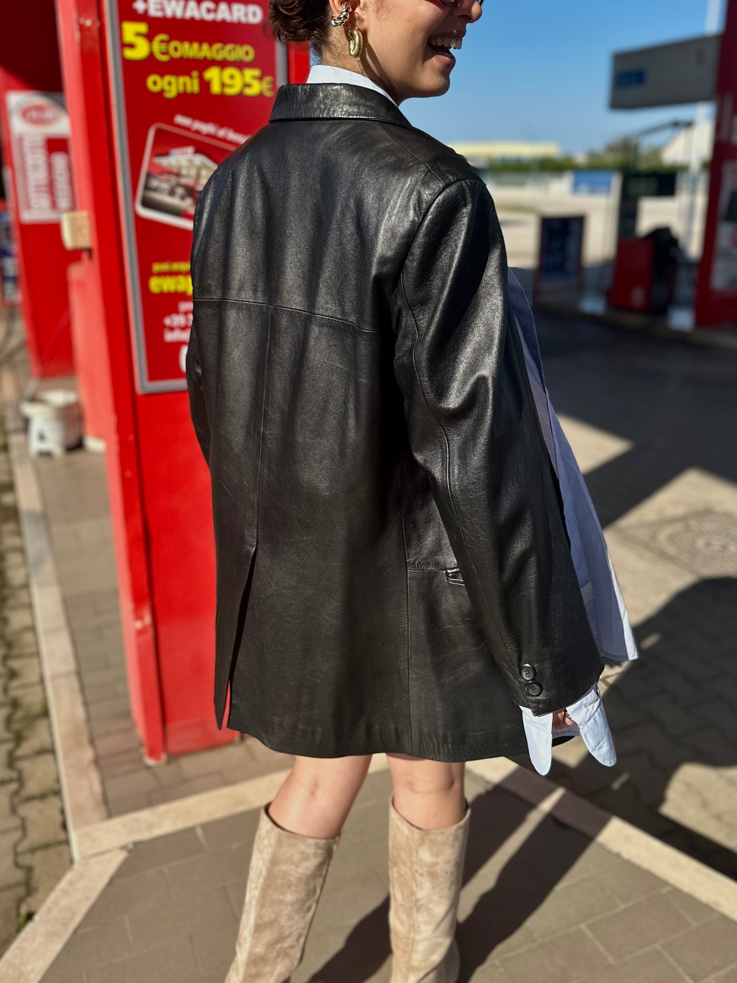 Black leather blazer