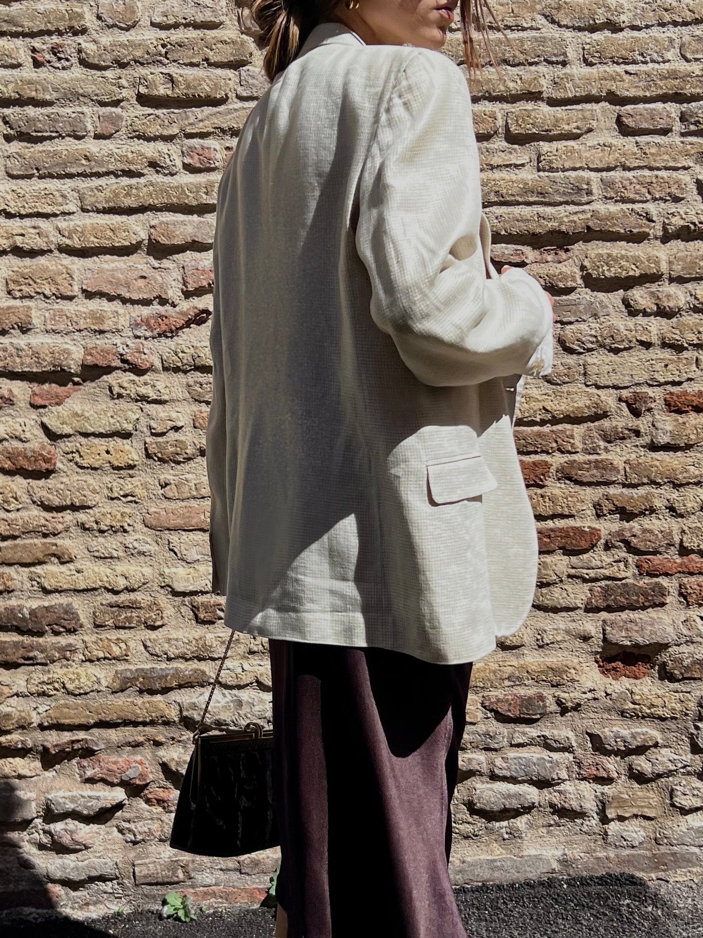 Micro pied de poule cream blazer