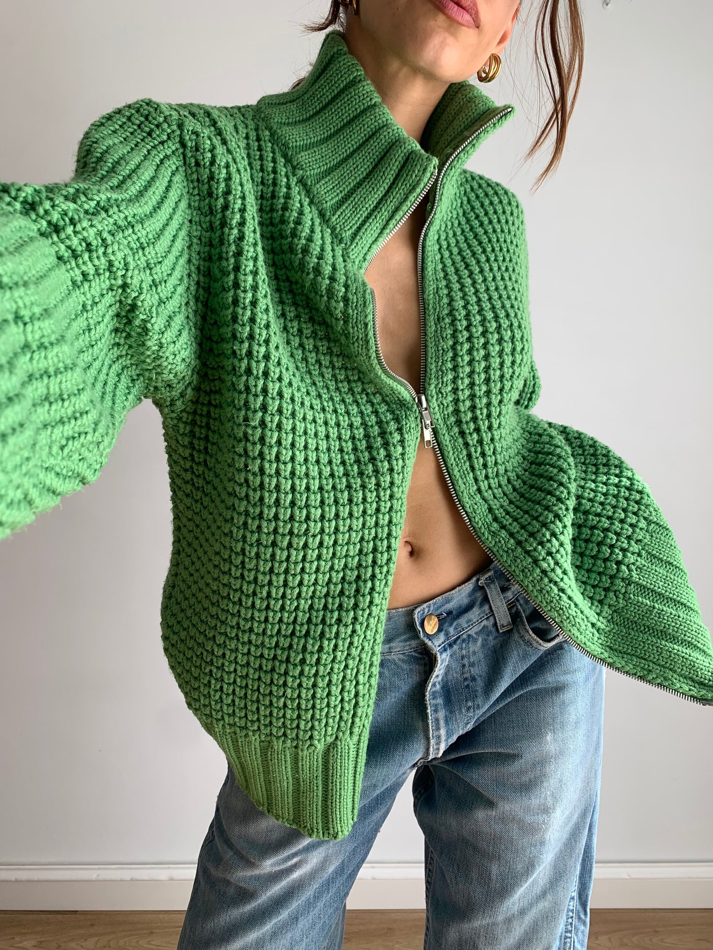 Crochet green jumper