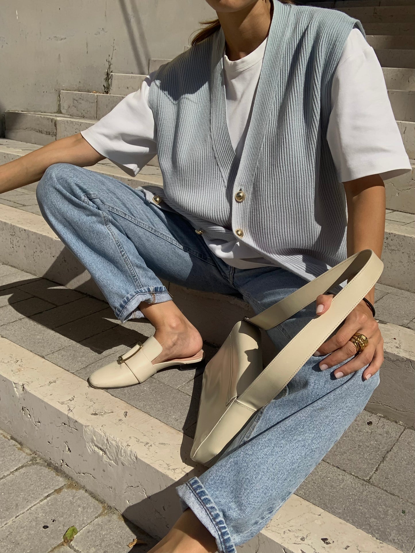 Pale blue vintage vest