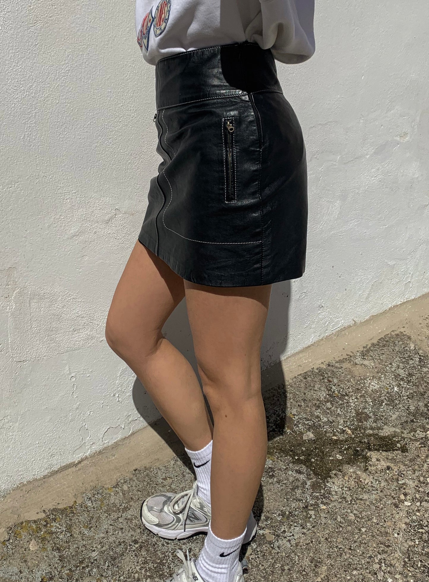 Vintage mini leather skirt