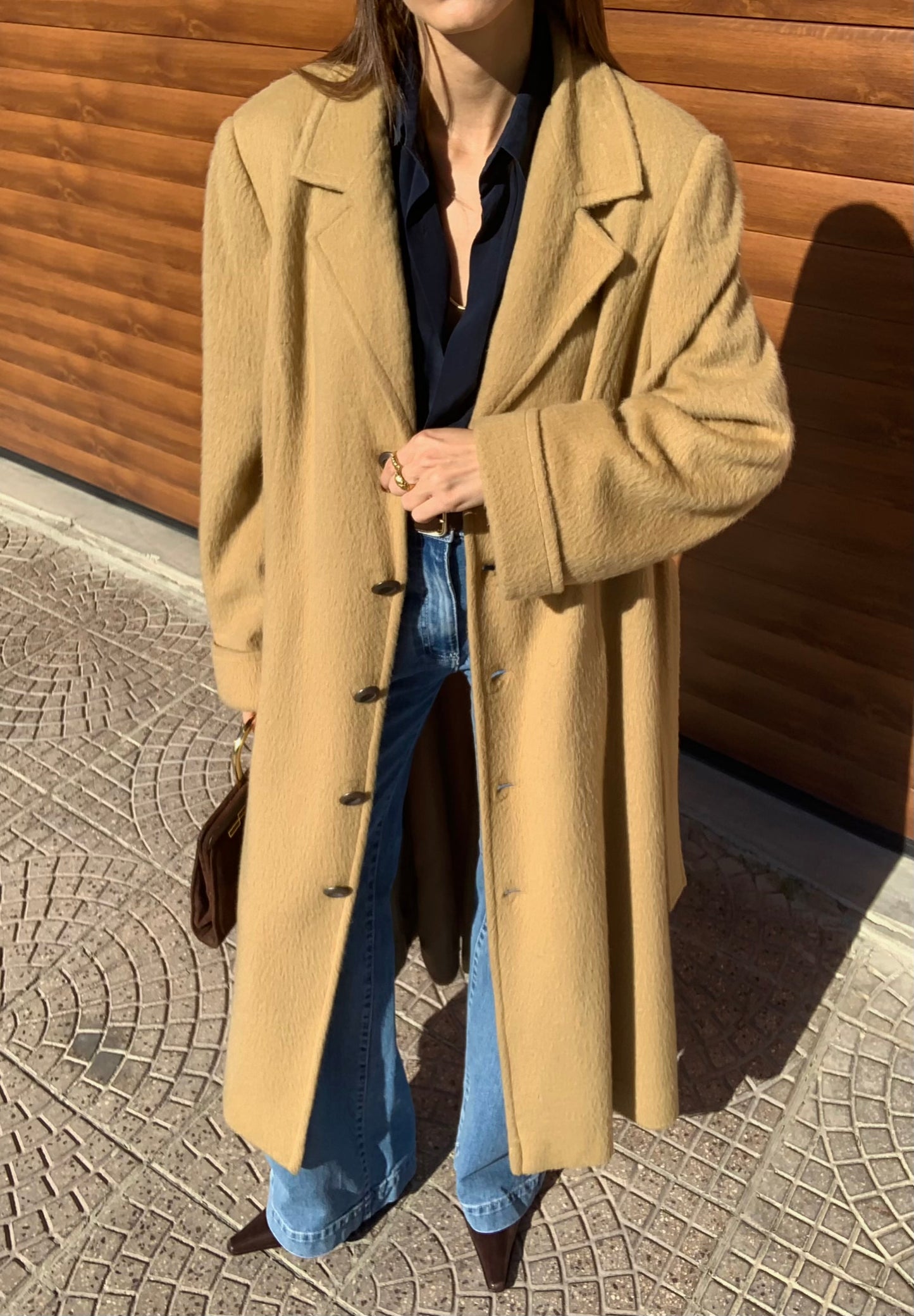 Vintage wool blend camel coat