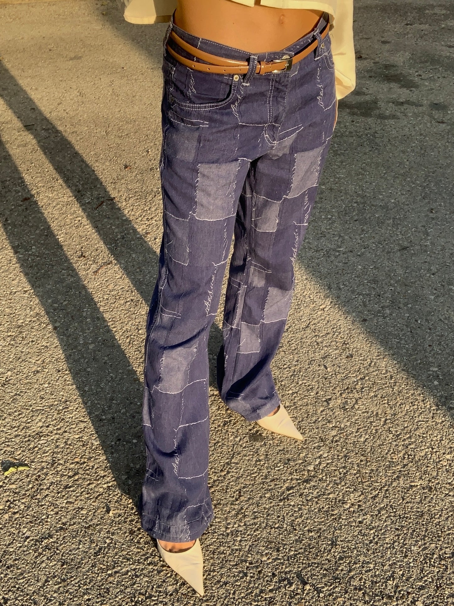 Y2k patchwork denim pants