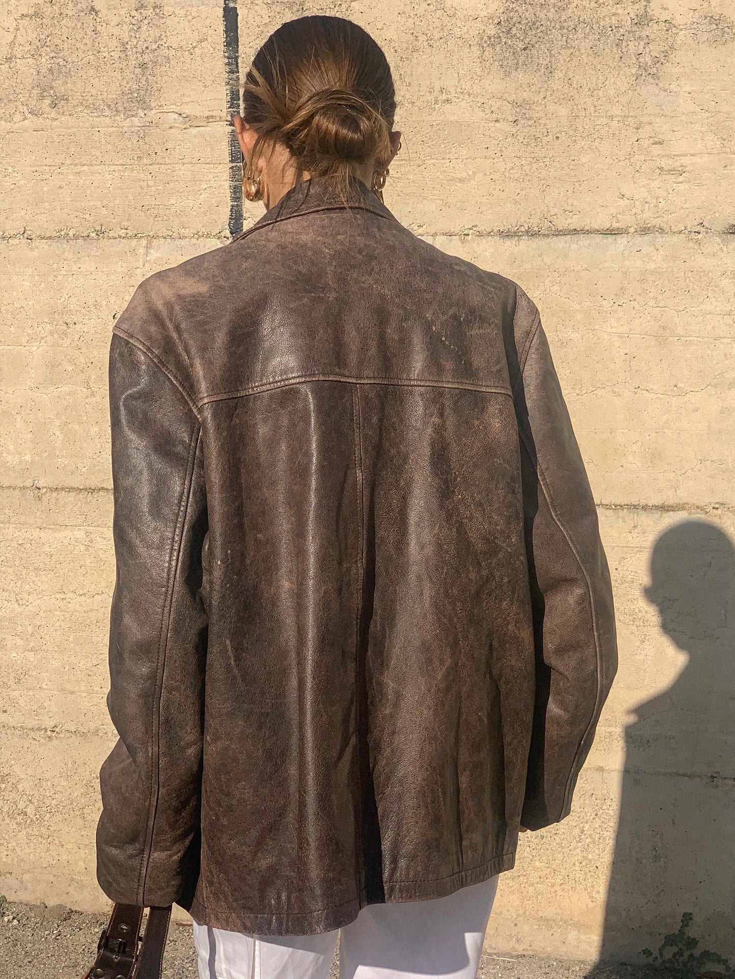 Vintage distressed leather jacket