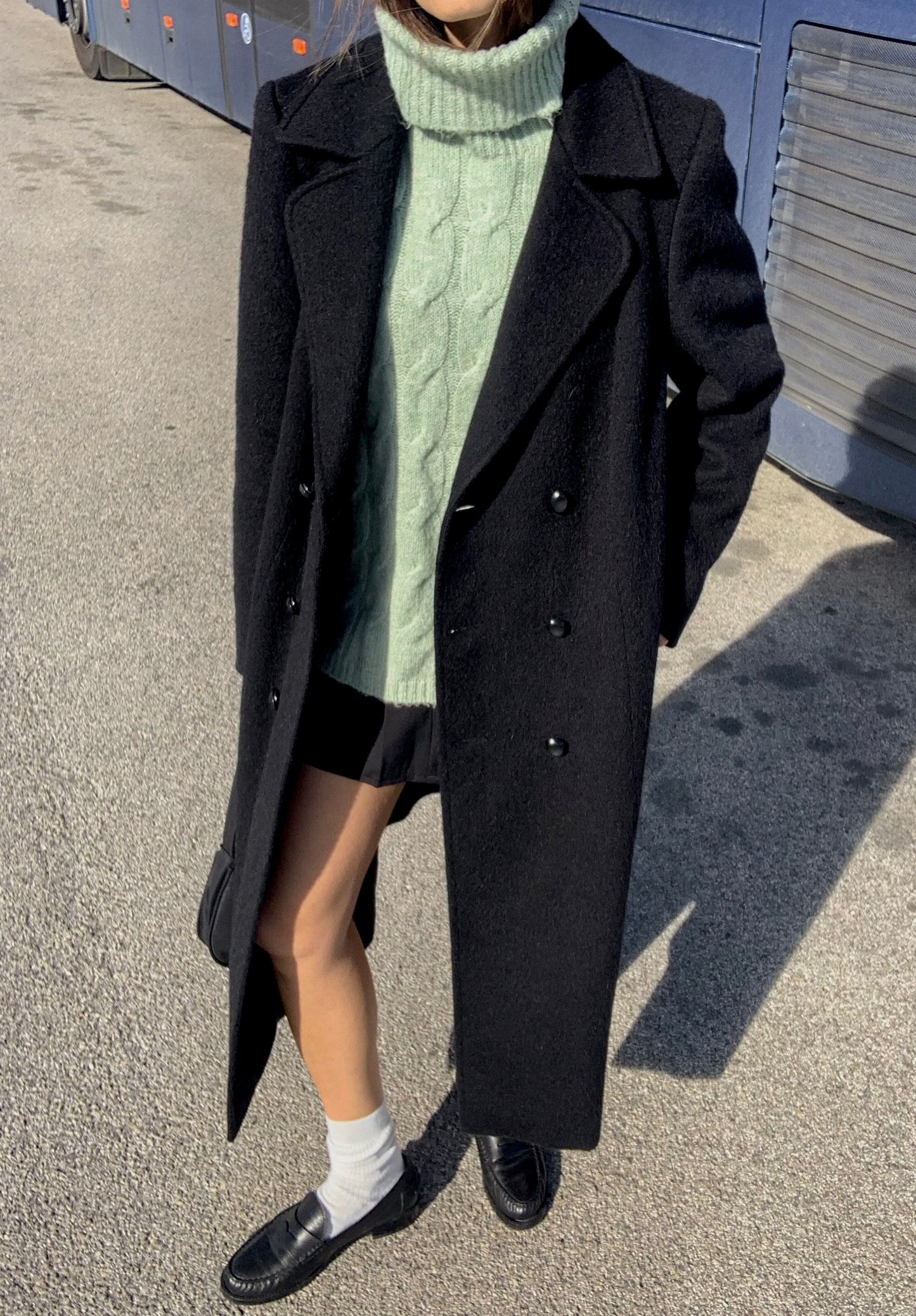 Vintage double-breasted black coat