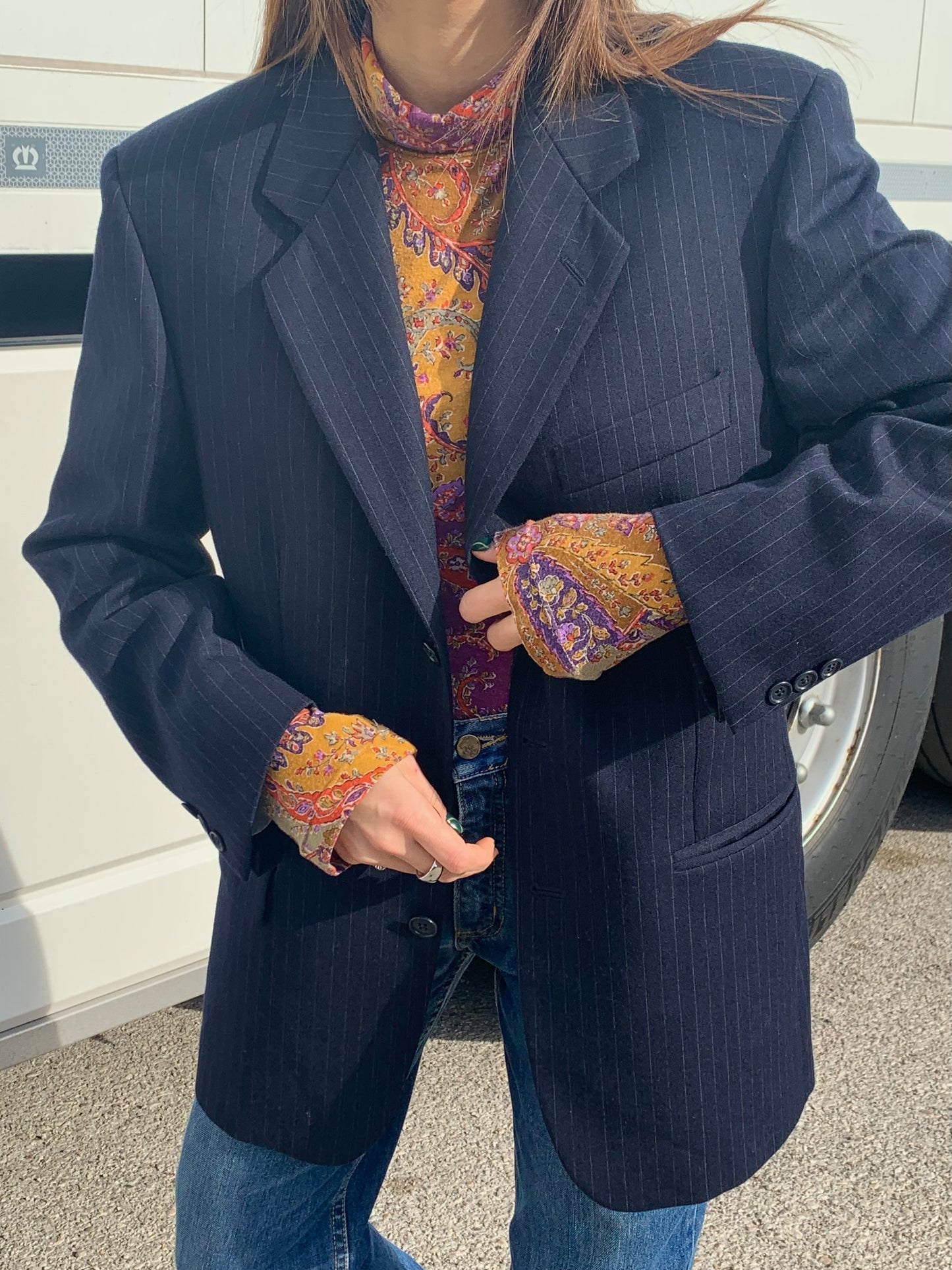 Gessato navy blazer