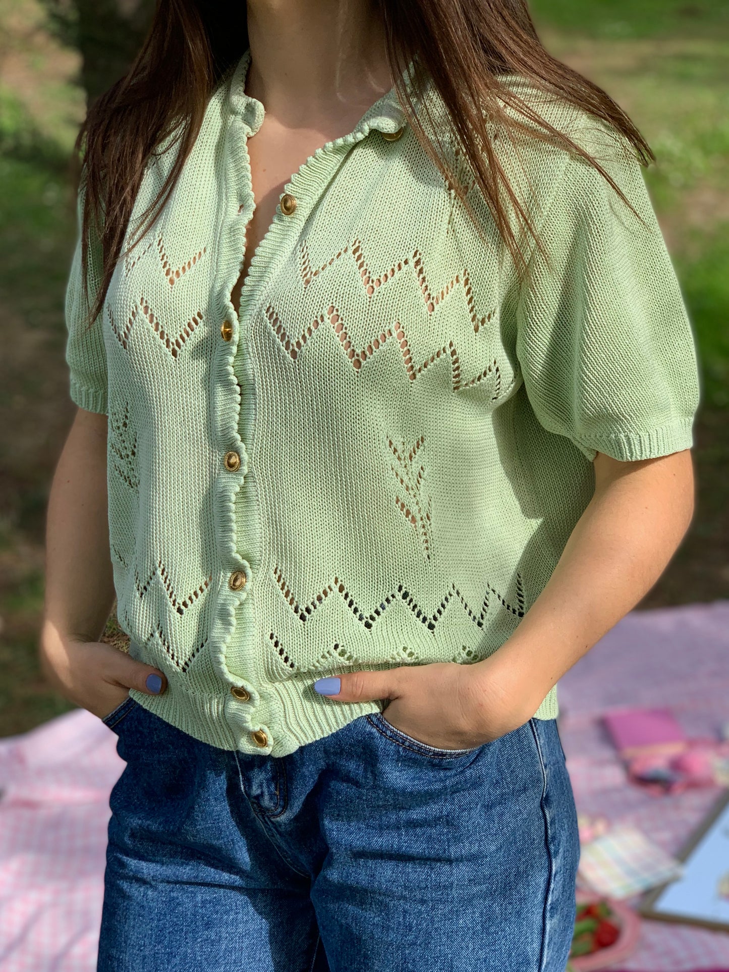 Vintage mint green lace top