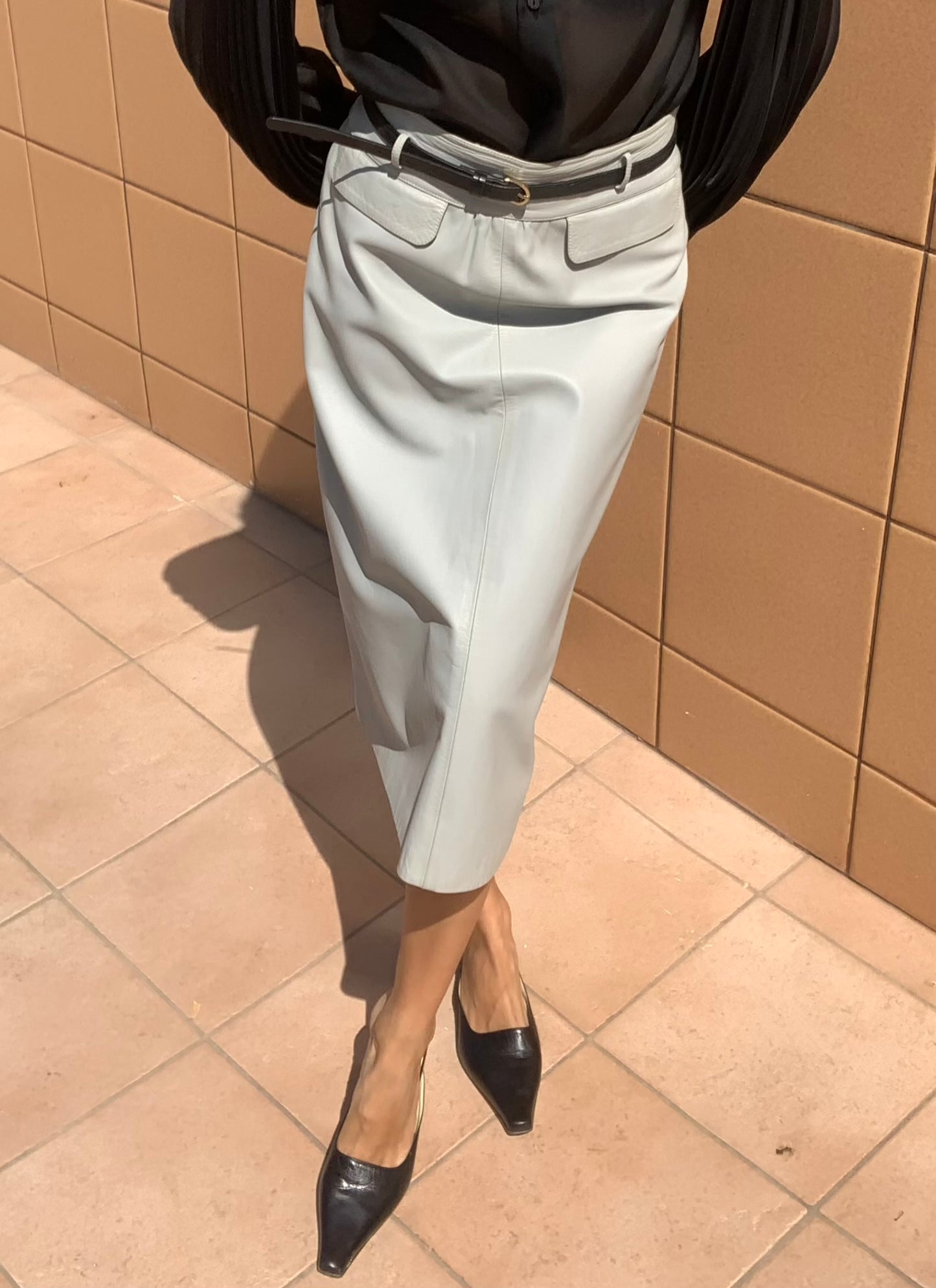 Trussardi midi leather skirt