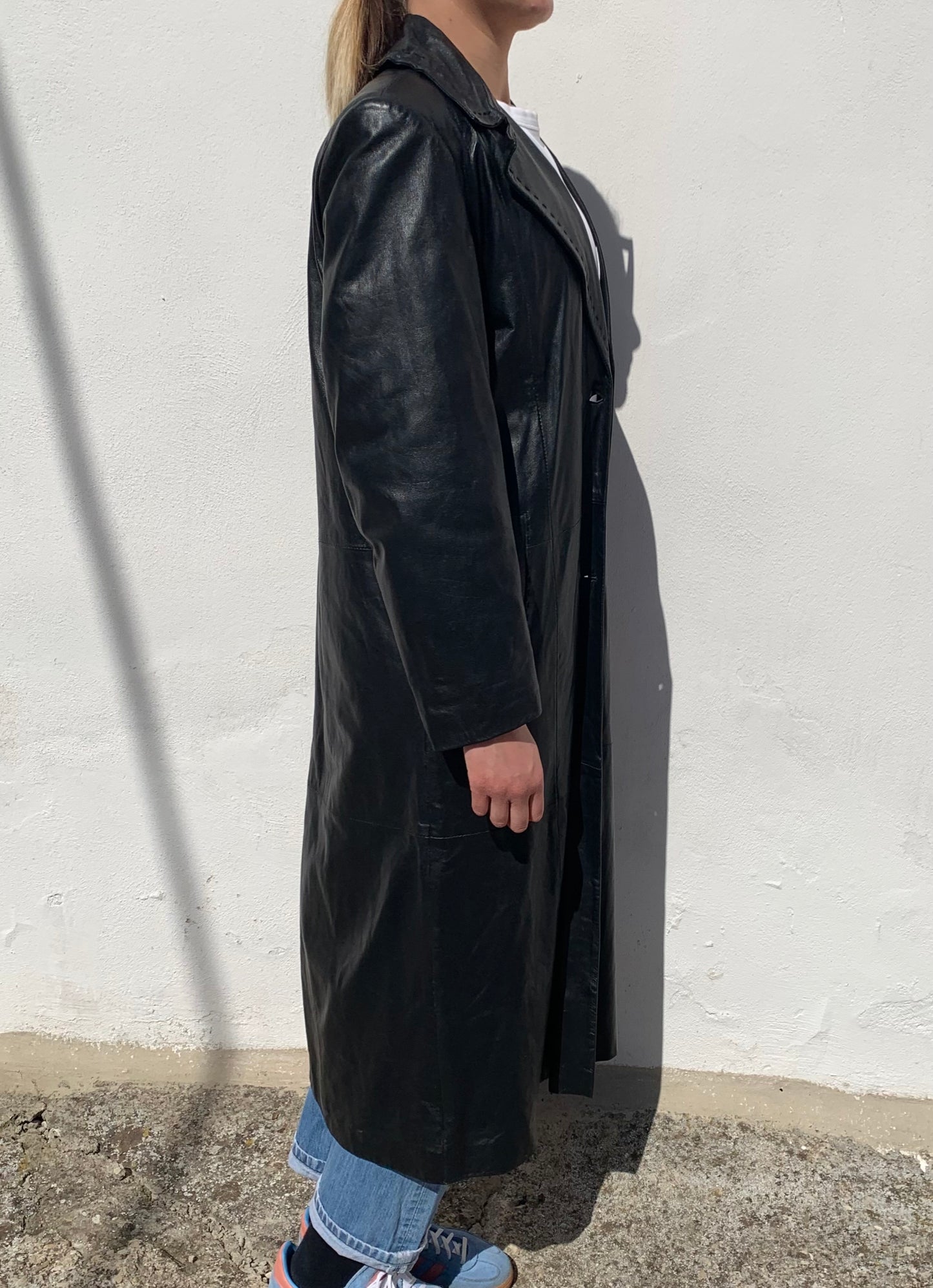 Vintage x-long leather trench coat