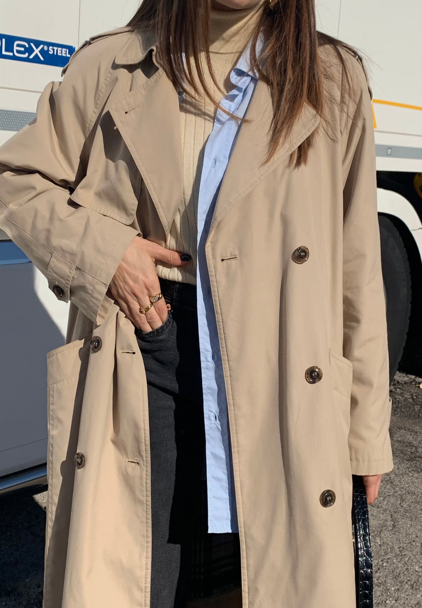 Double-breasted classic trench coat