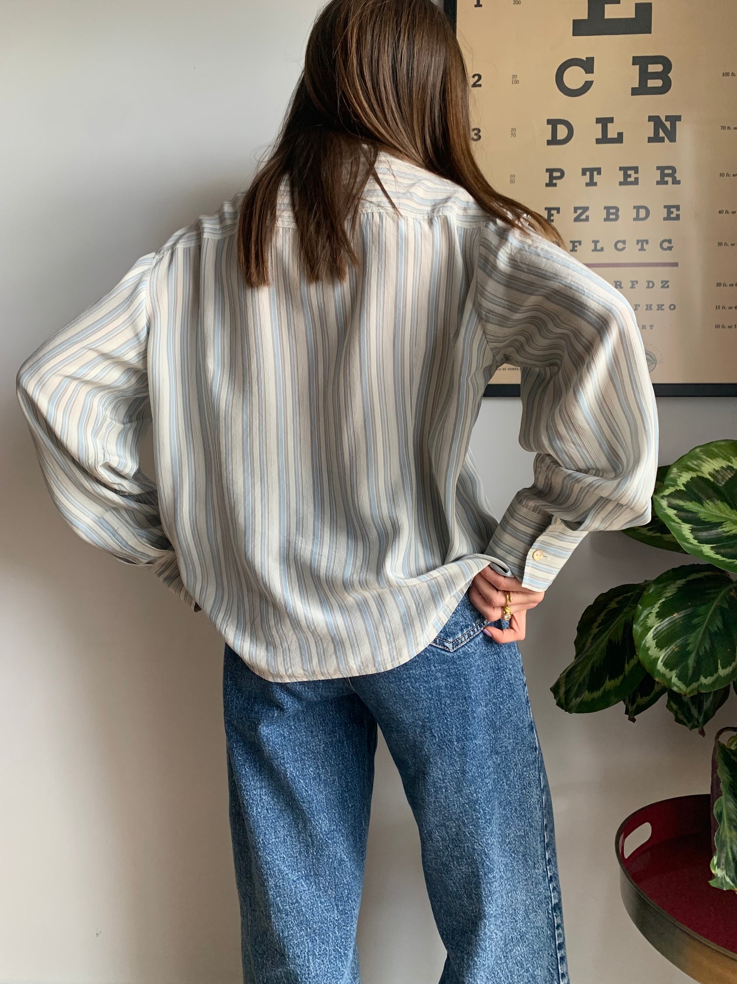 Striped pure silk shirt