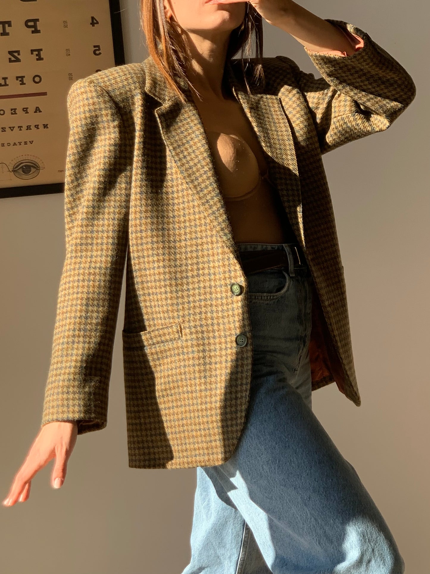 Pied de poule fitted blazer