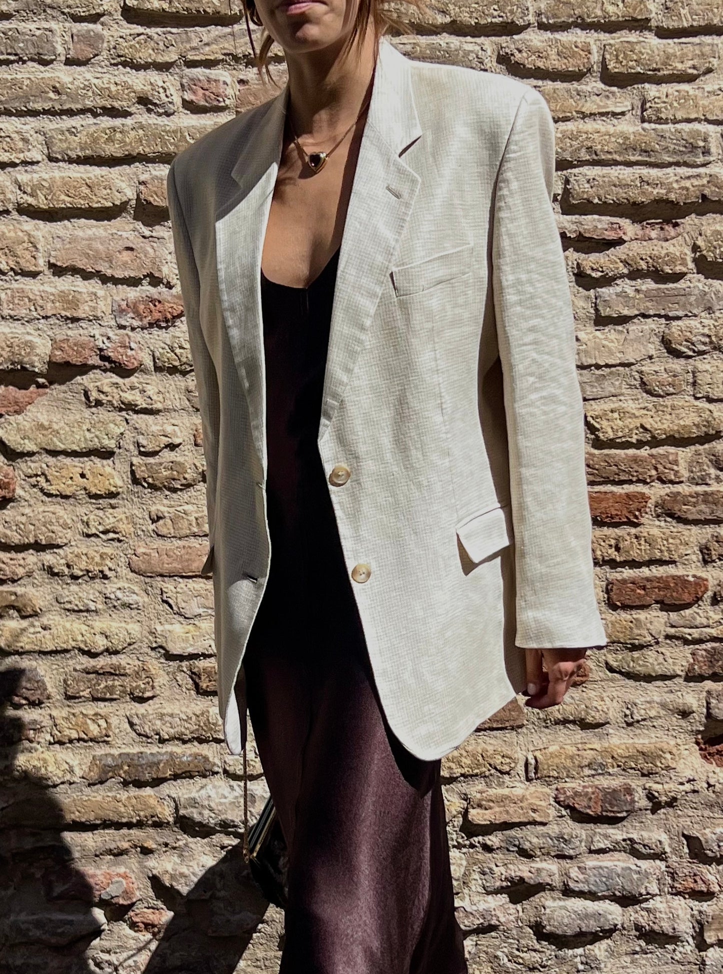 Micro pied de poule cream blazer