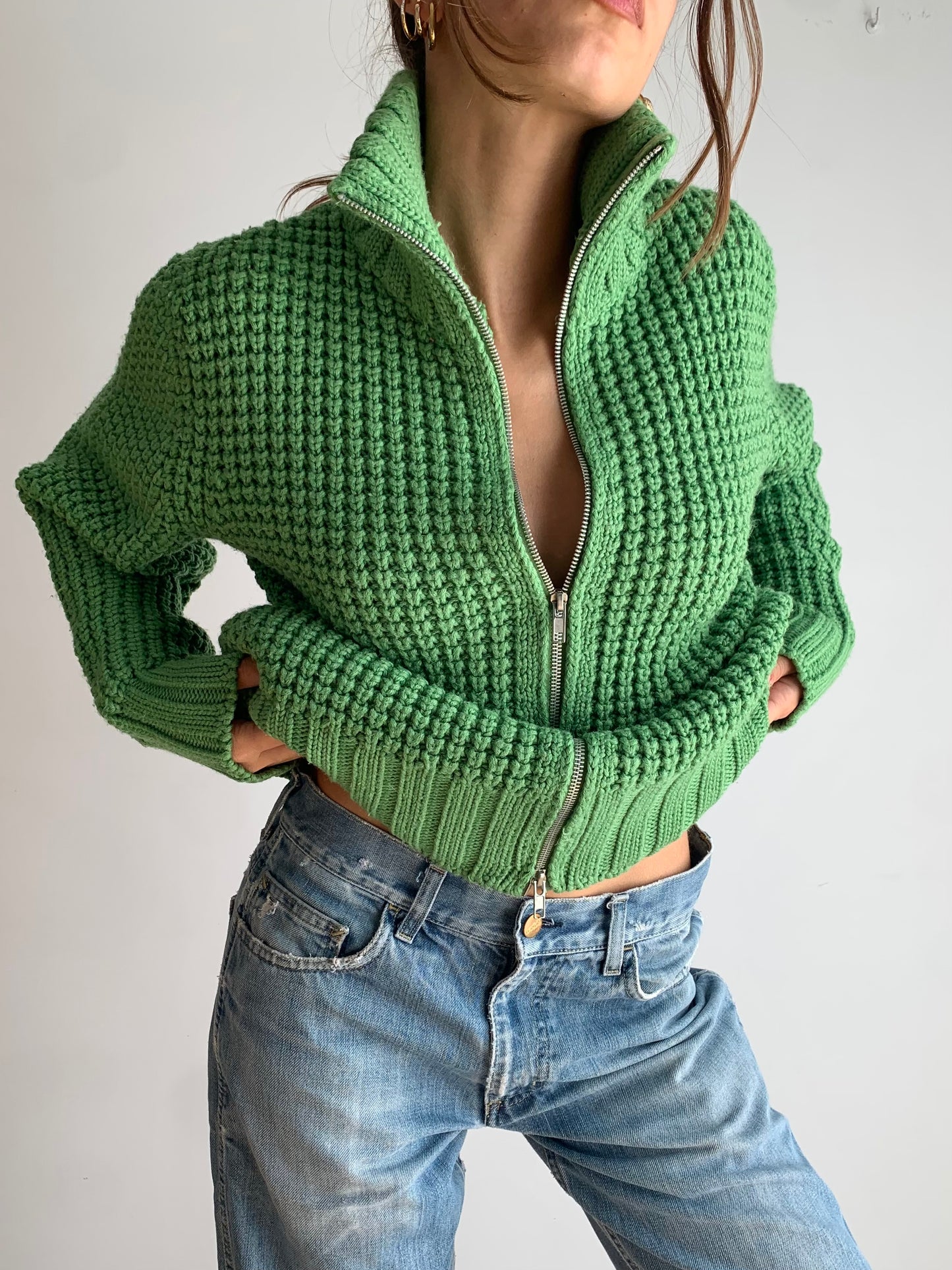 Crochet green jumper