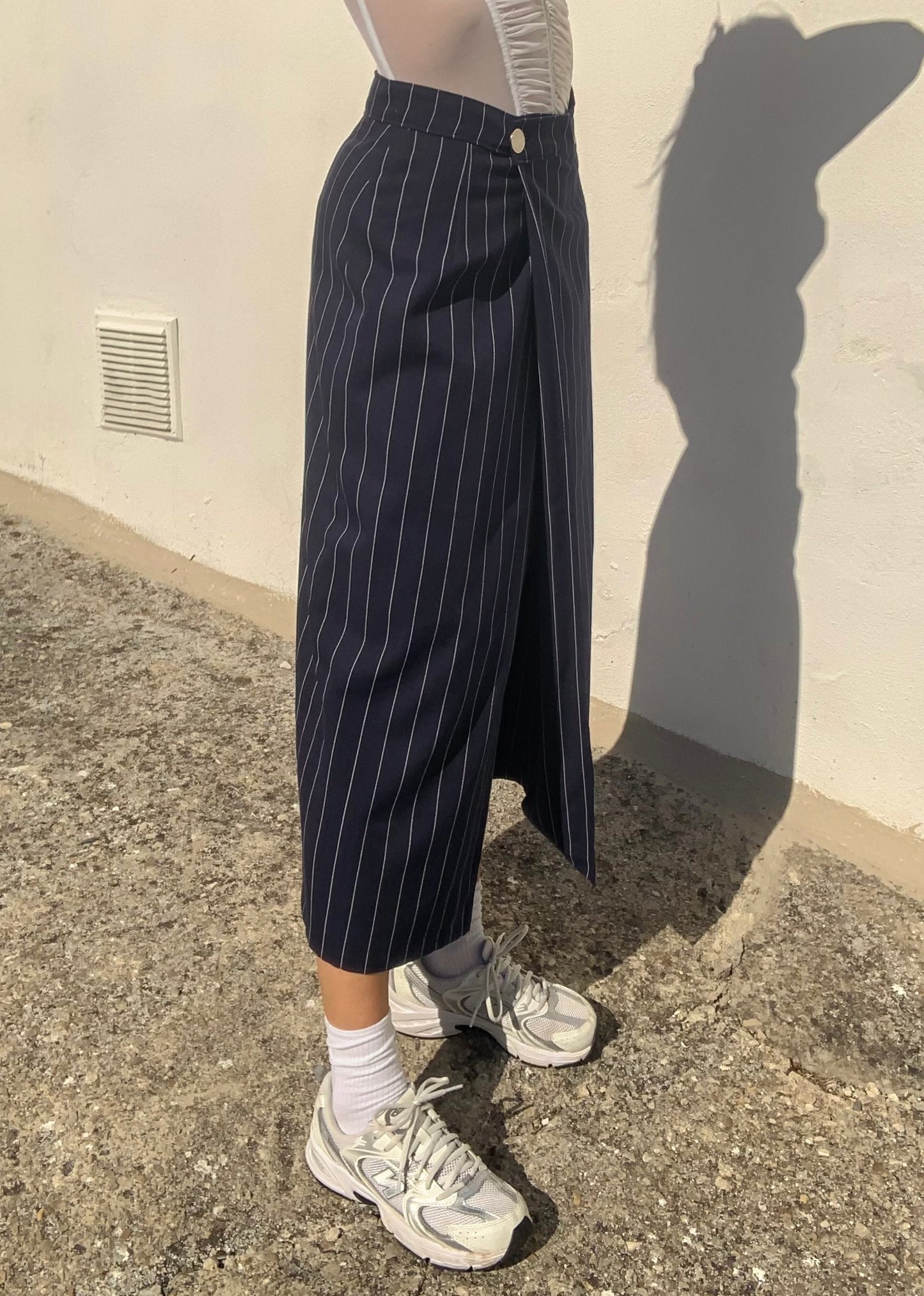 Vintage pinstripe midi skirt