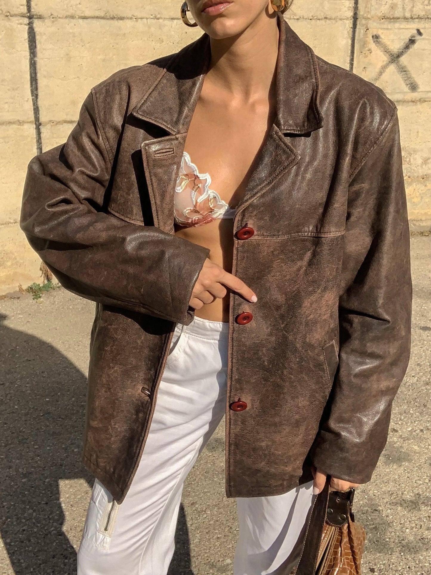 Vintage distressed leather jacket