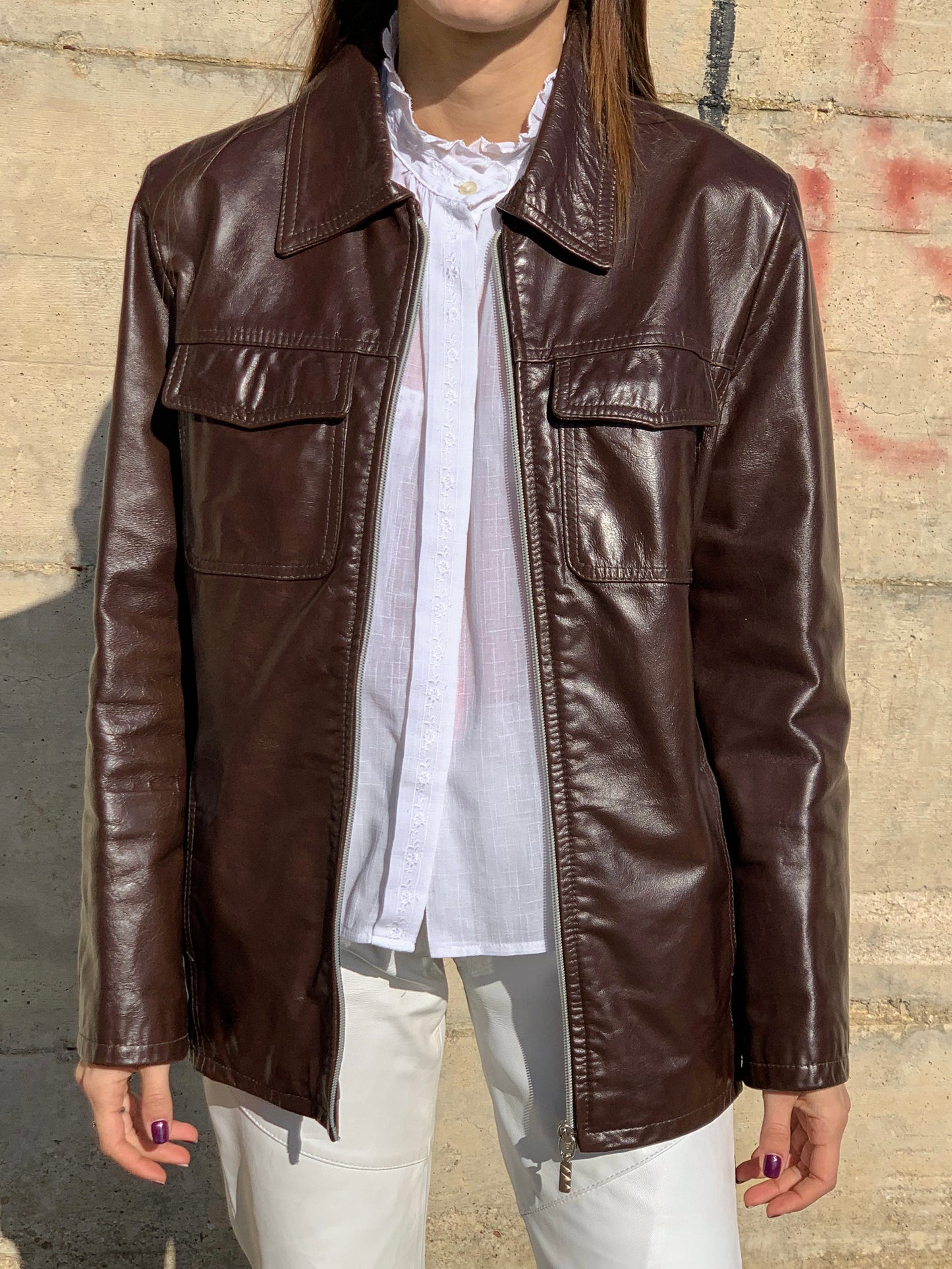 Vintage coffee leather jacket