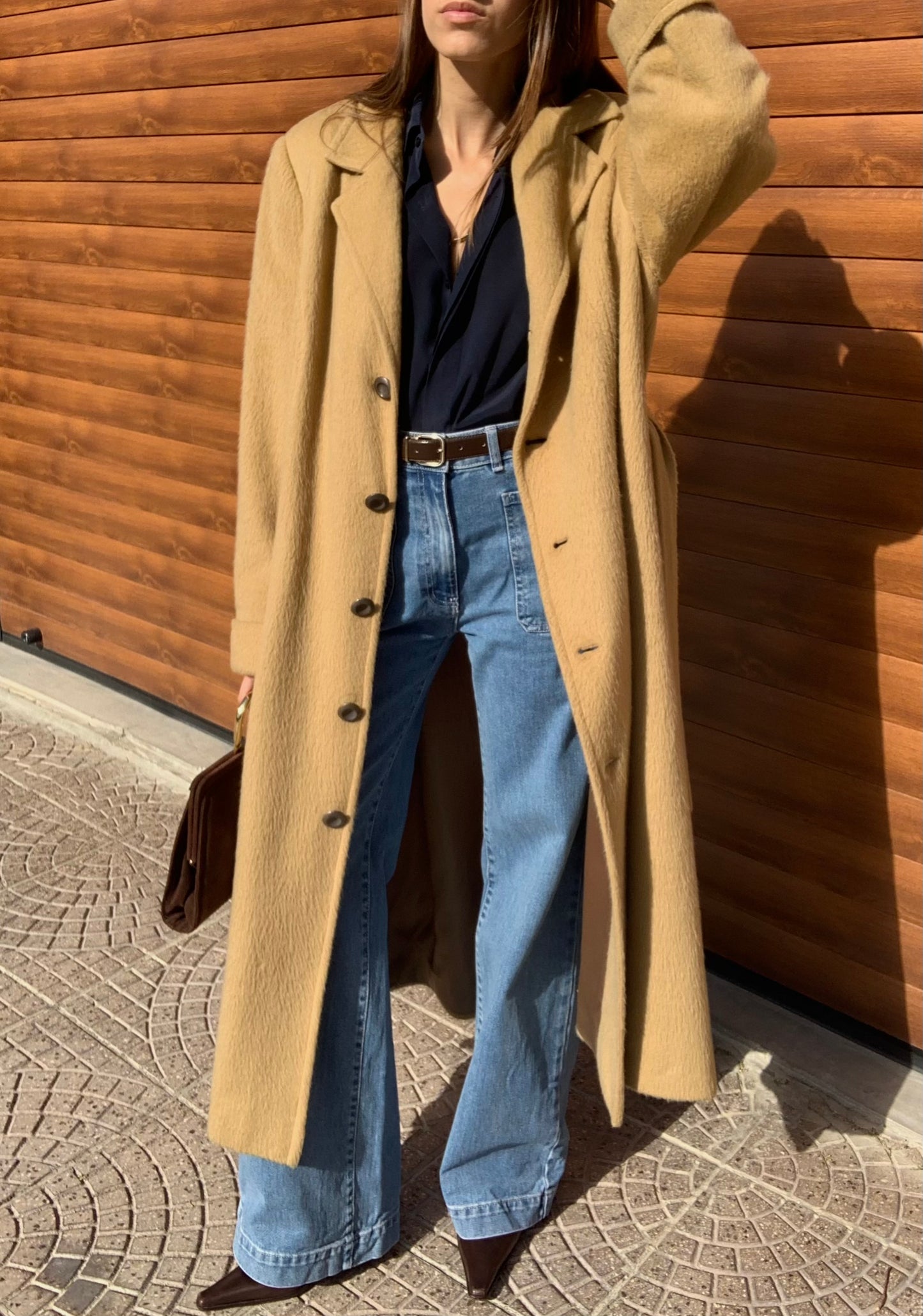 Vintage wool blend camel coat