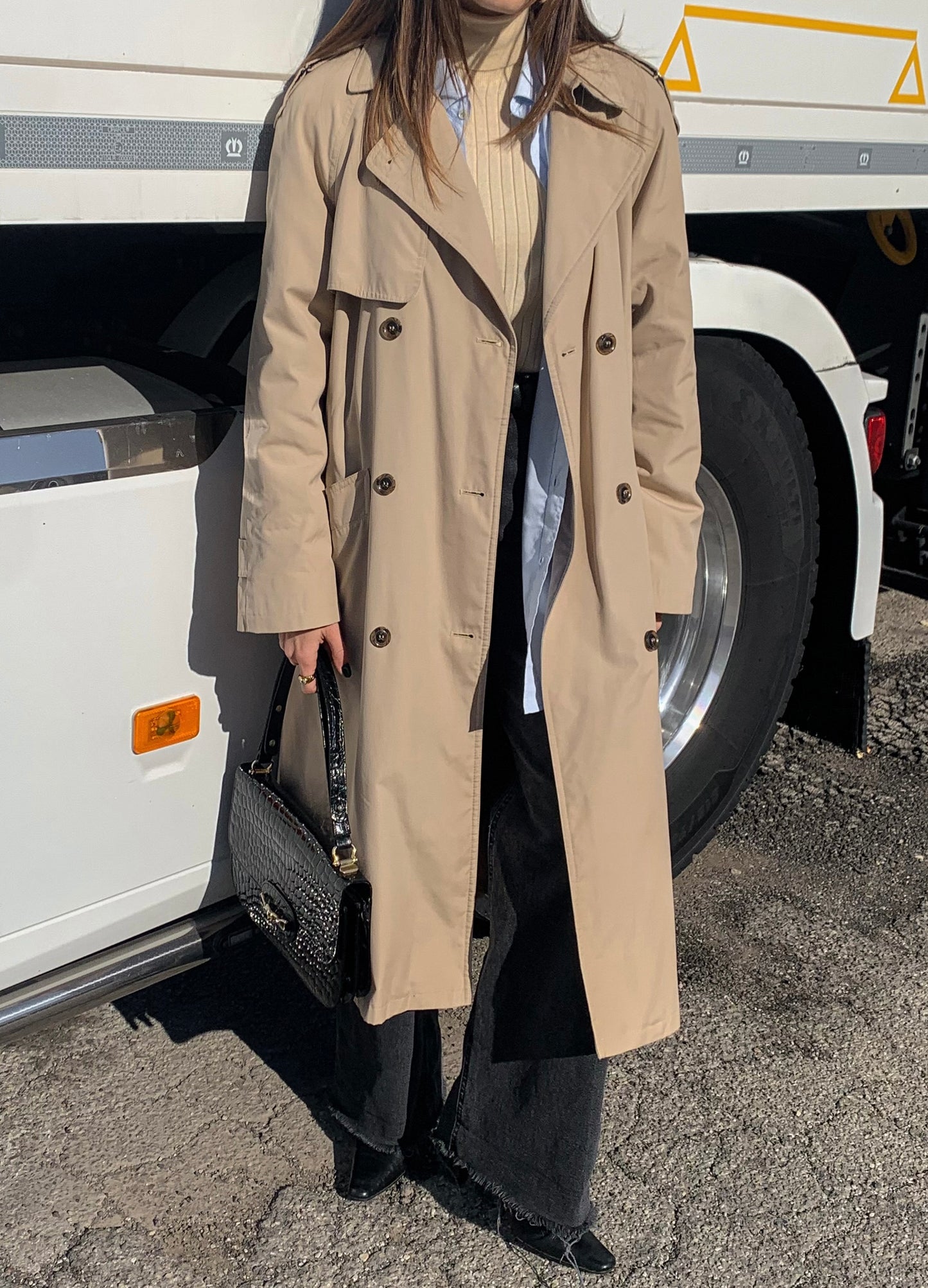 Double-breasted classic trench coat