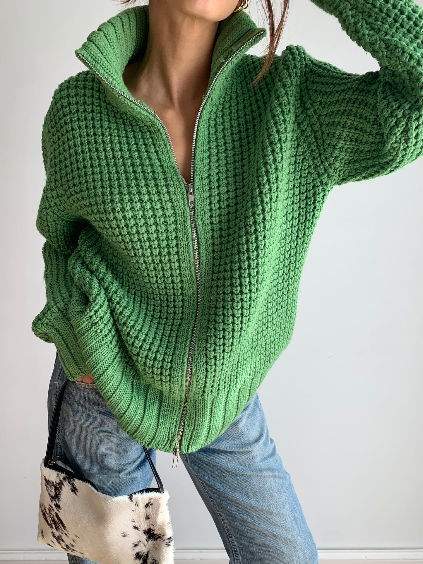 Crochet green jumper