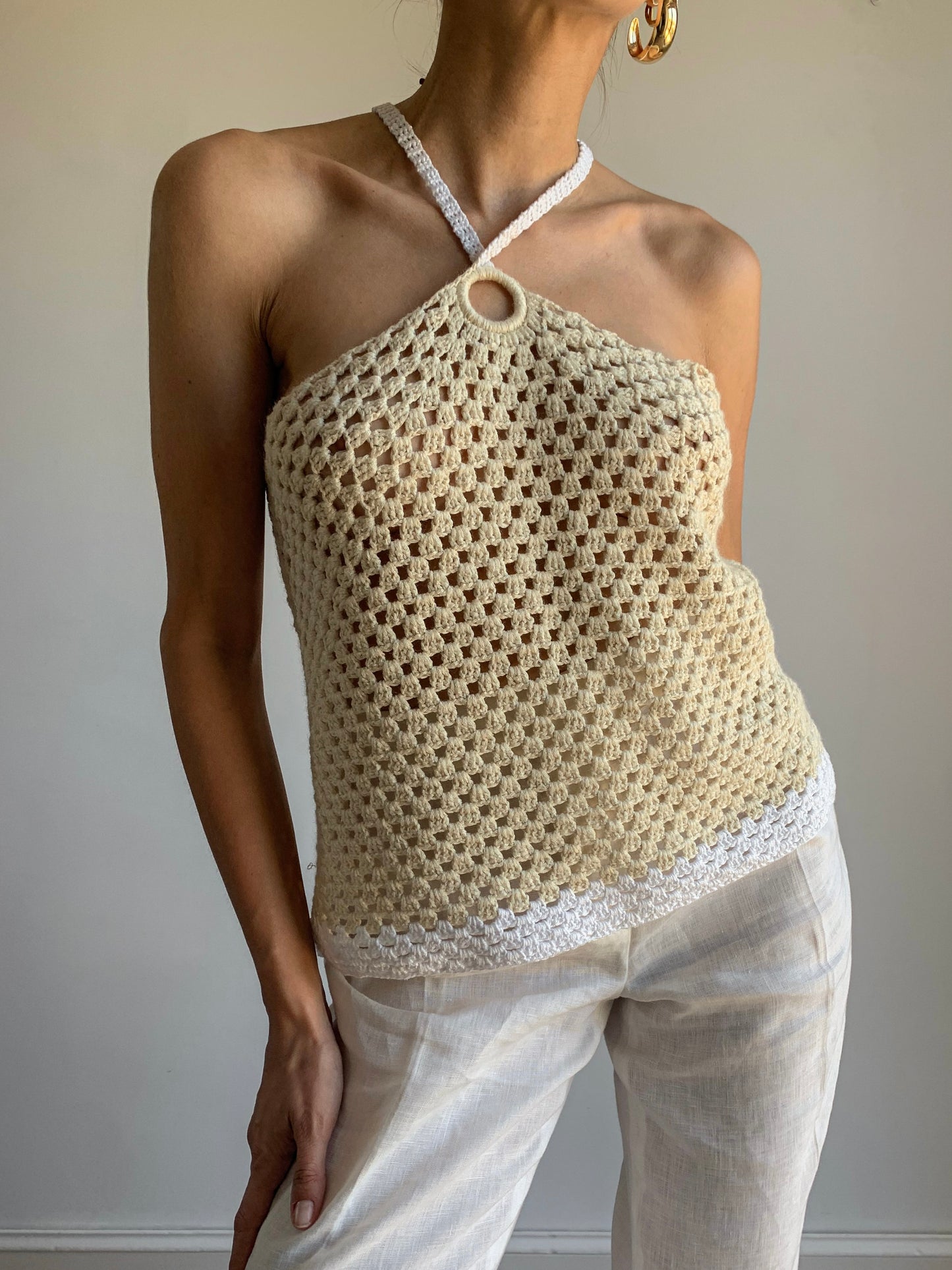Crochet cream top