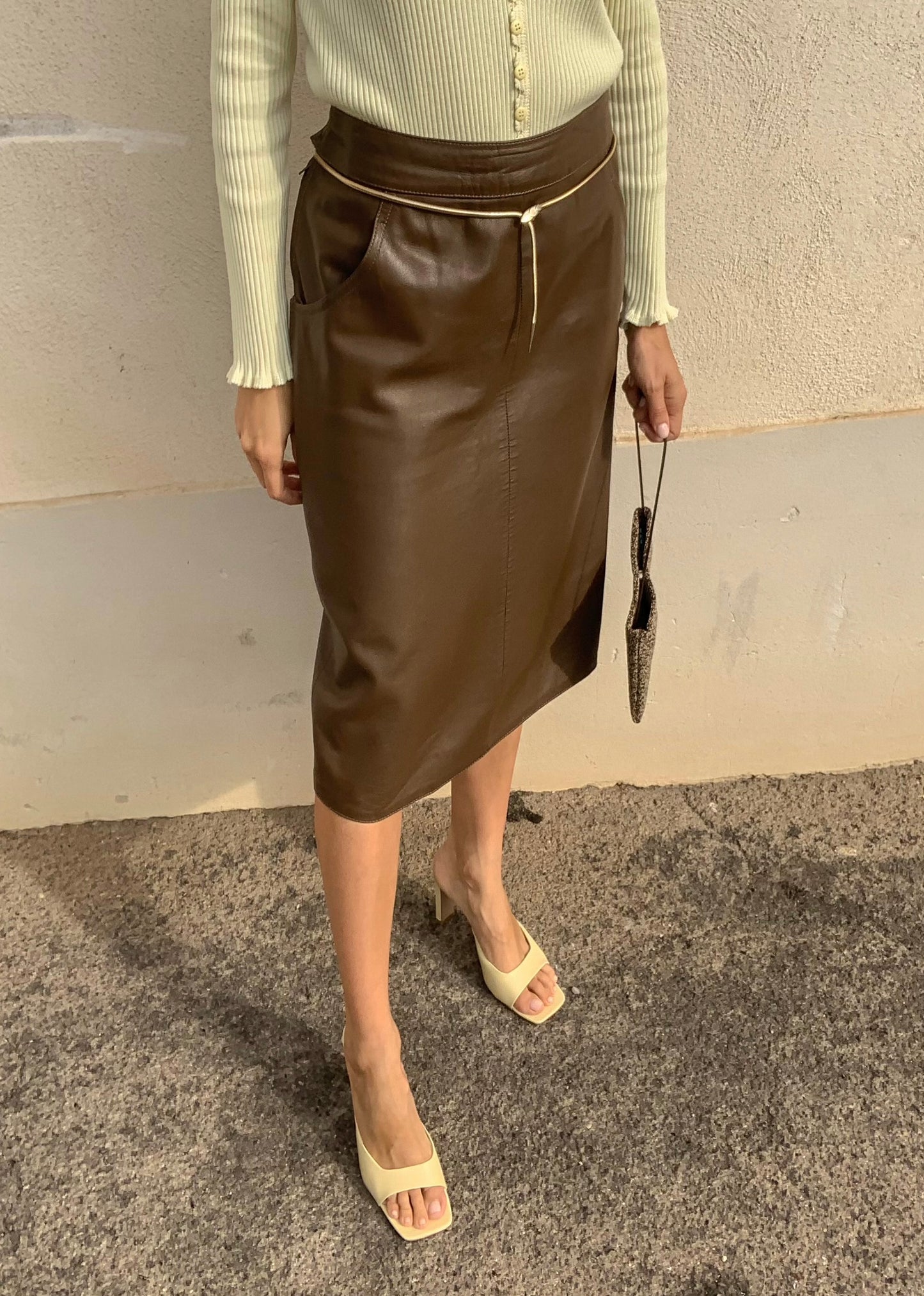 Vintage choco leather skirt