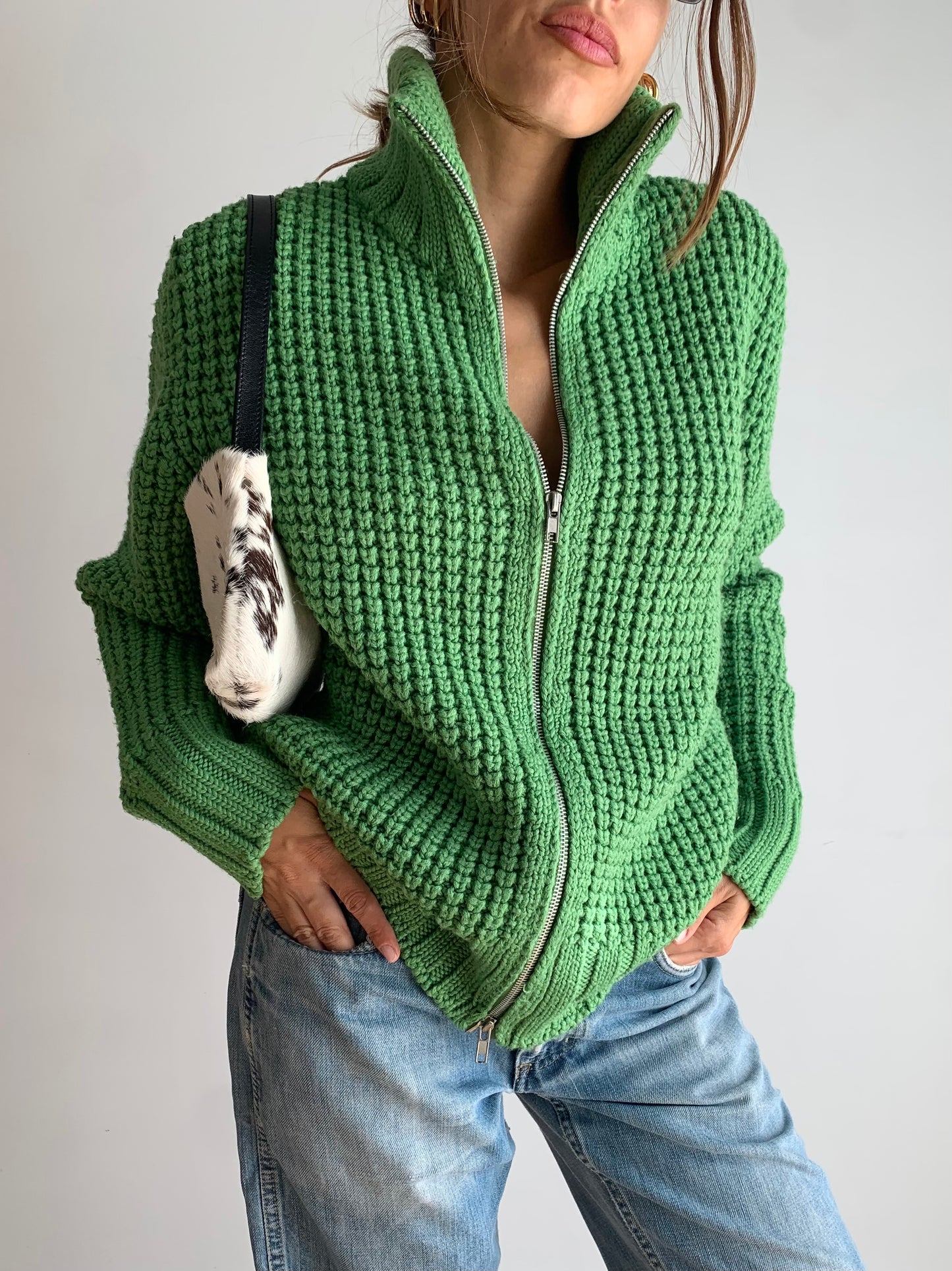Crochet green jumper