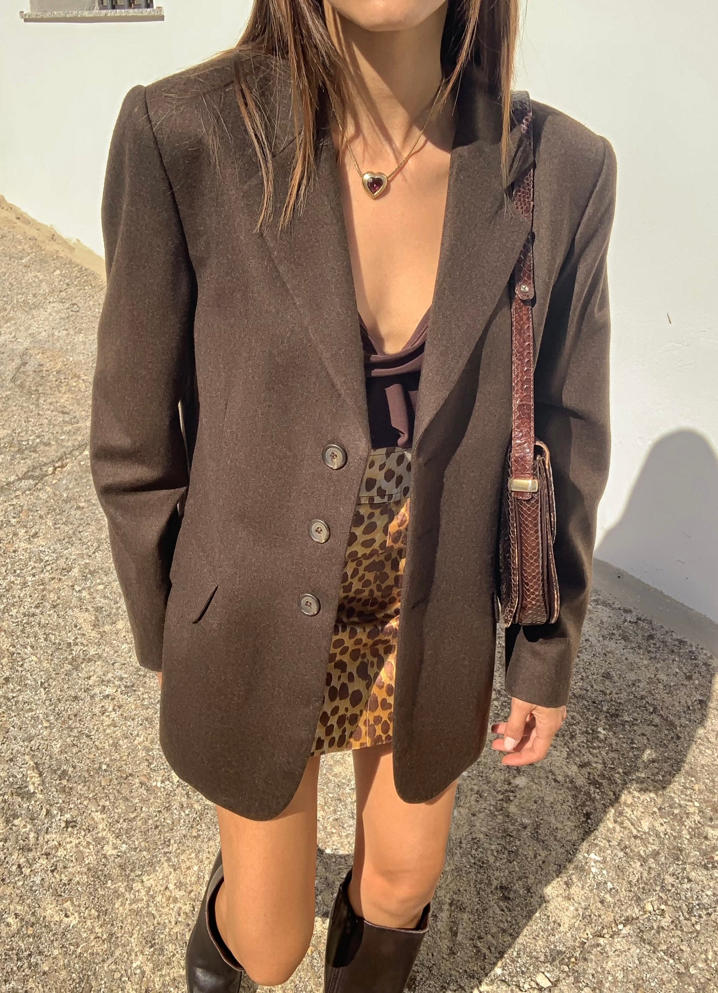 Vintage pure new wool choco blazer