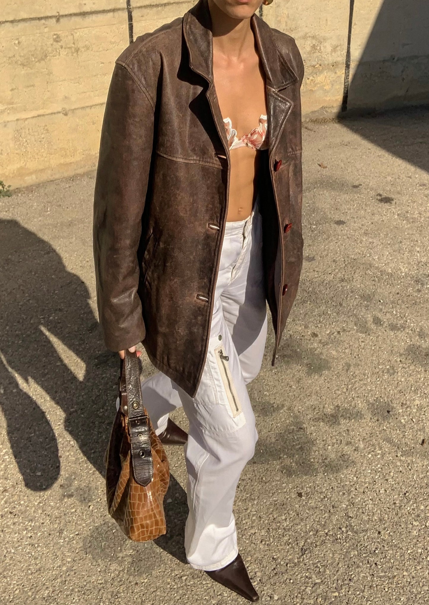 Vintage distressed leather jacket