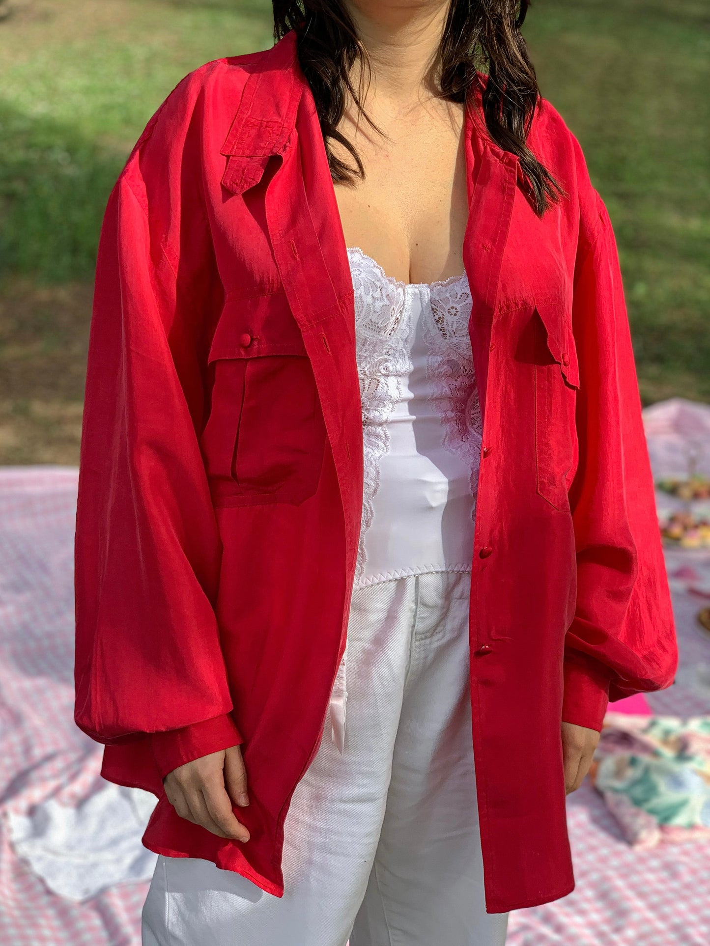 Vintage lampone silk shirt